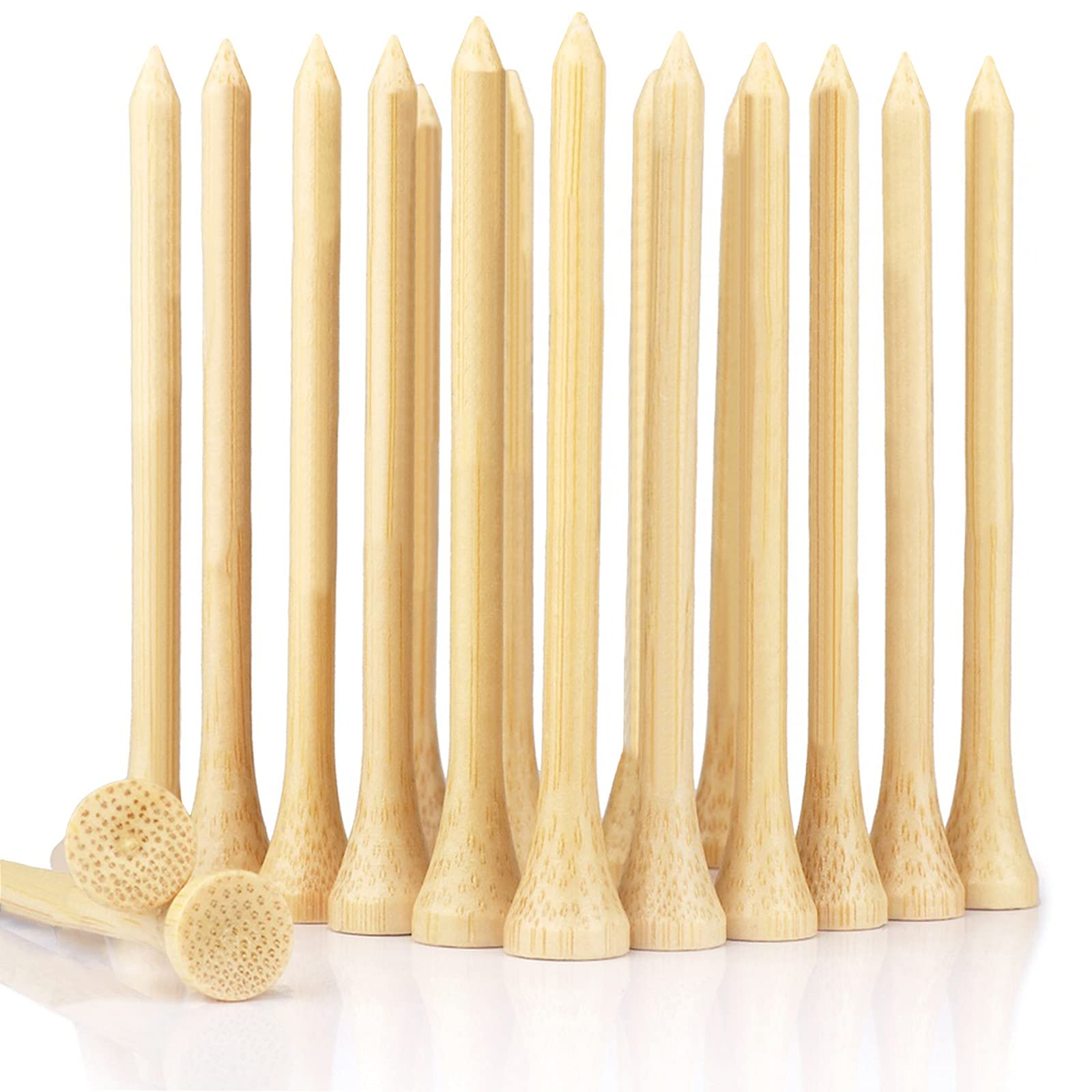 Premium WINGOLFER 3 1/4 Inch Natural Bamboo Golf Tees - 100 Pack Professional Tee System for Reduced Friction & Side Spin - Durable & Stable Golf Accessories for Driving Range & Tournament Play