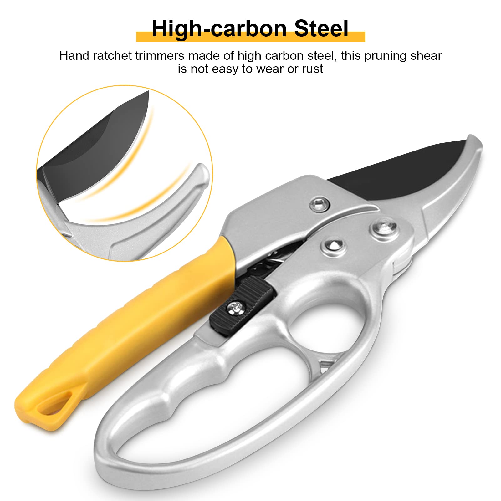 Professional High Carbon Steel Pruning Shears - Sharp Garden Clippers & Hand Pruners for Trimming Branches, Plants, and Shrubs | Ideal for Gardening, Landscaping, and Yard Maintenance