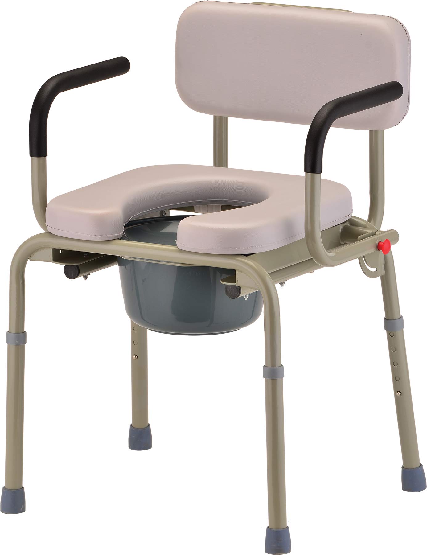 NOVA Medical Drop Arm Commode with Padded Seat - Adjustable Height Bedside Toilet Chair with Bucket, Lid & Splash Guard for Elderly & Disabled - Gray Stand-Alone Commode for Home Care & Hospital Use