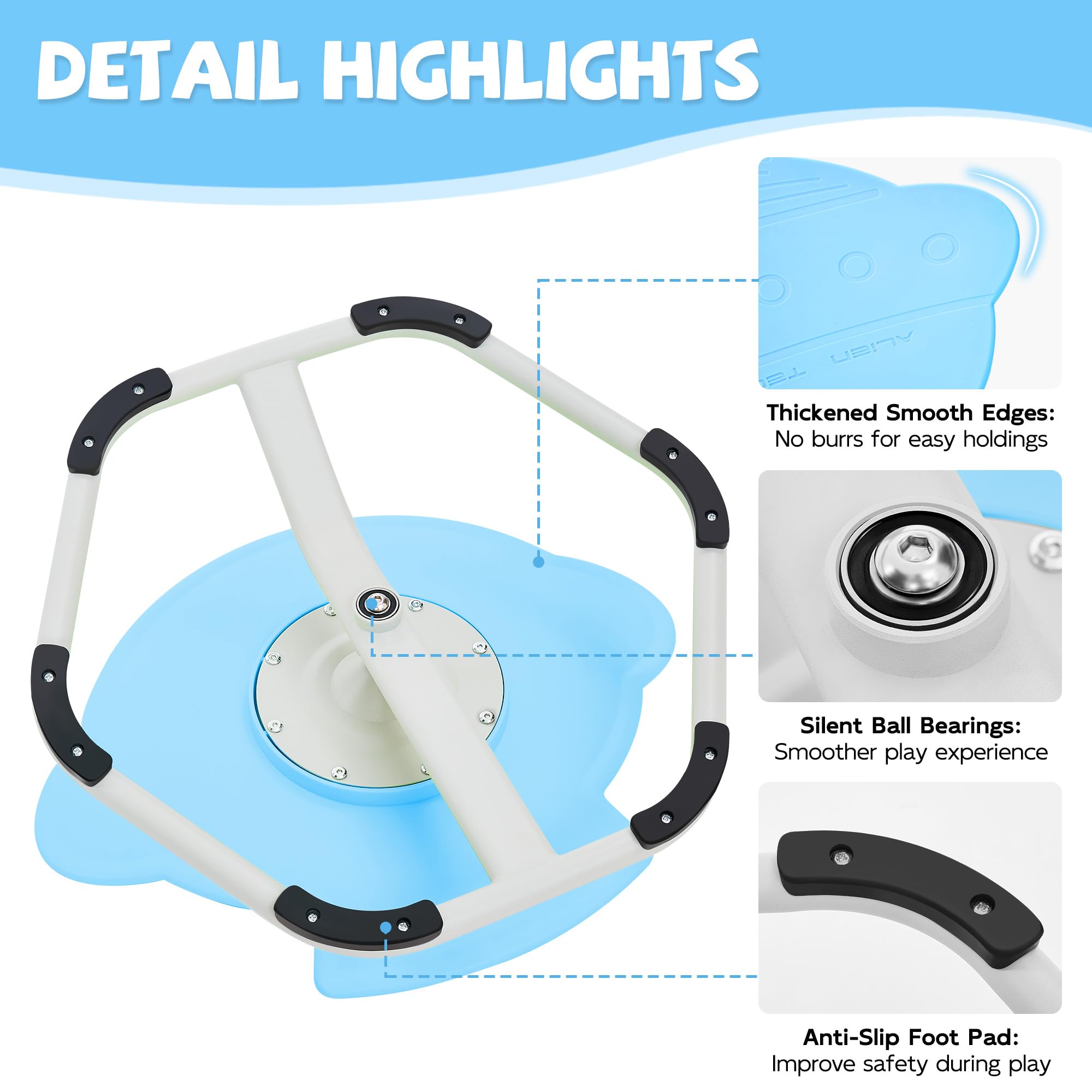 Sensory Spinning Chair for Kids with Autism - Non-Slip Swivel Chair for Body Coordination Training | Sit and Spin Toy for Sensory Development | Perfect for Home, Classroom & Therapy Use (Blue)