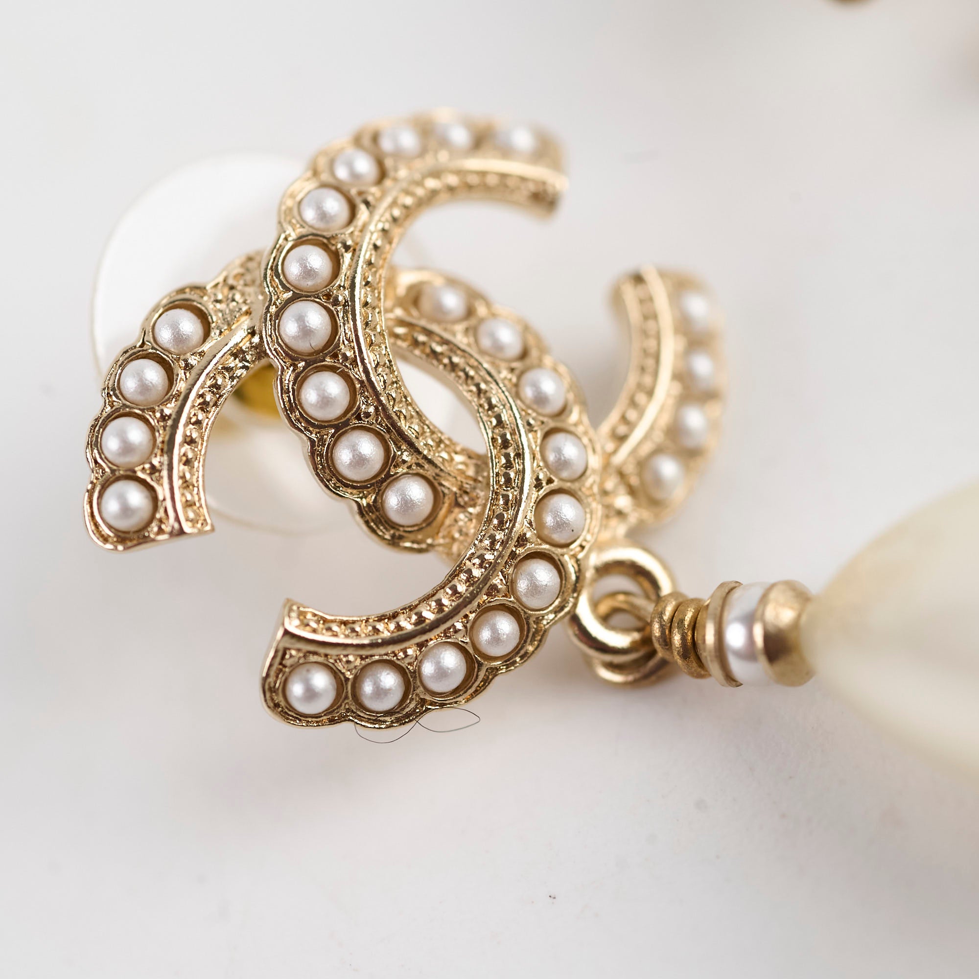 Chanel Pearl CC Logo Tear Drop Earrings for Women - Luxury Fashion Jewelry Gift for Party, Wedding & Special Occasions