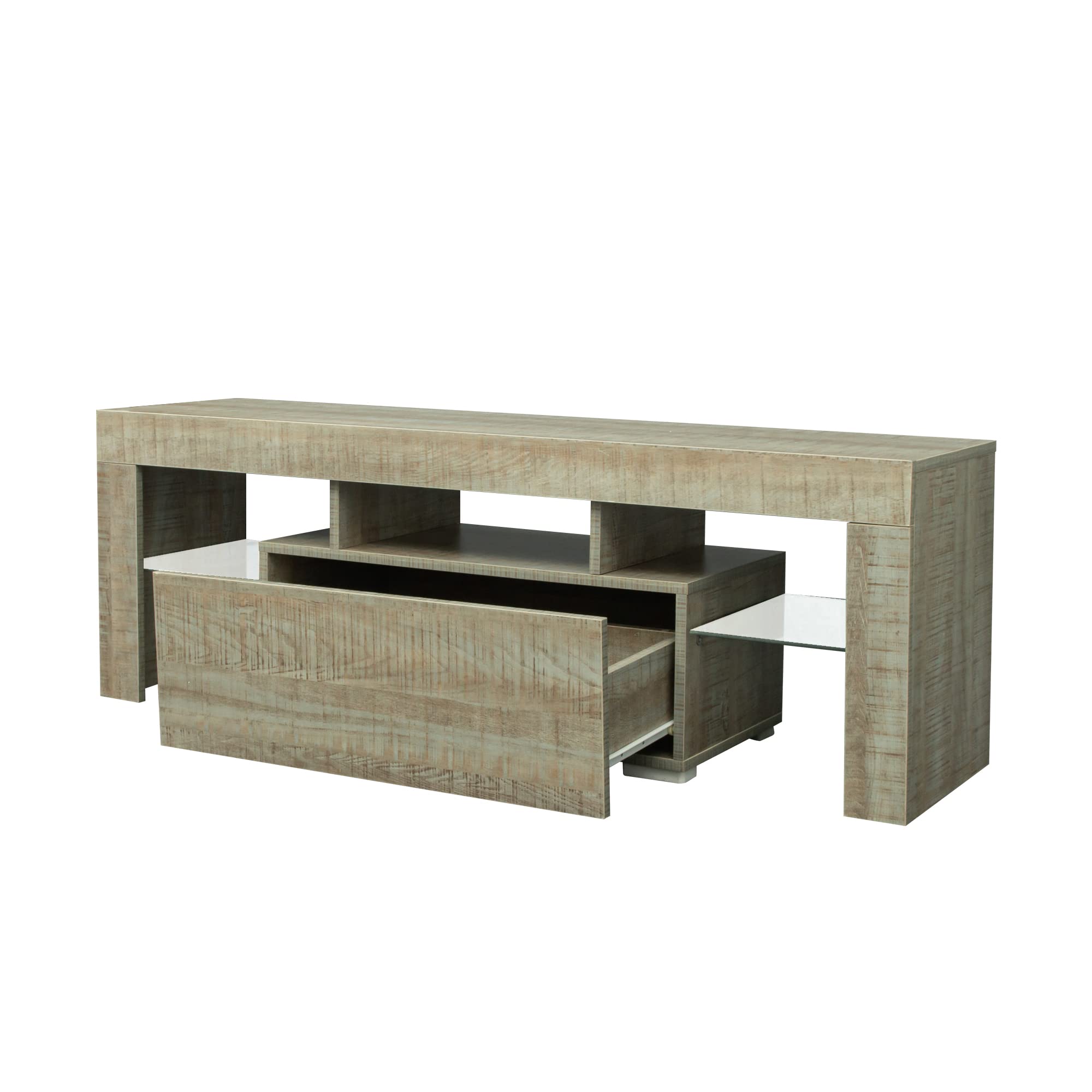 RGB LED TV Stand with Storage for Flat Screen TVs & Gaming Consoles - Modern Espresso Entertainment Center for Living Room, Bedroom & Lounge Room - Perfect for Movie Nights & Gaming Setup