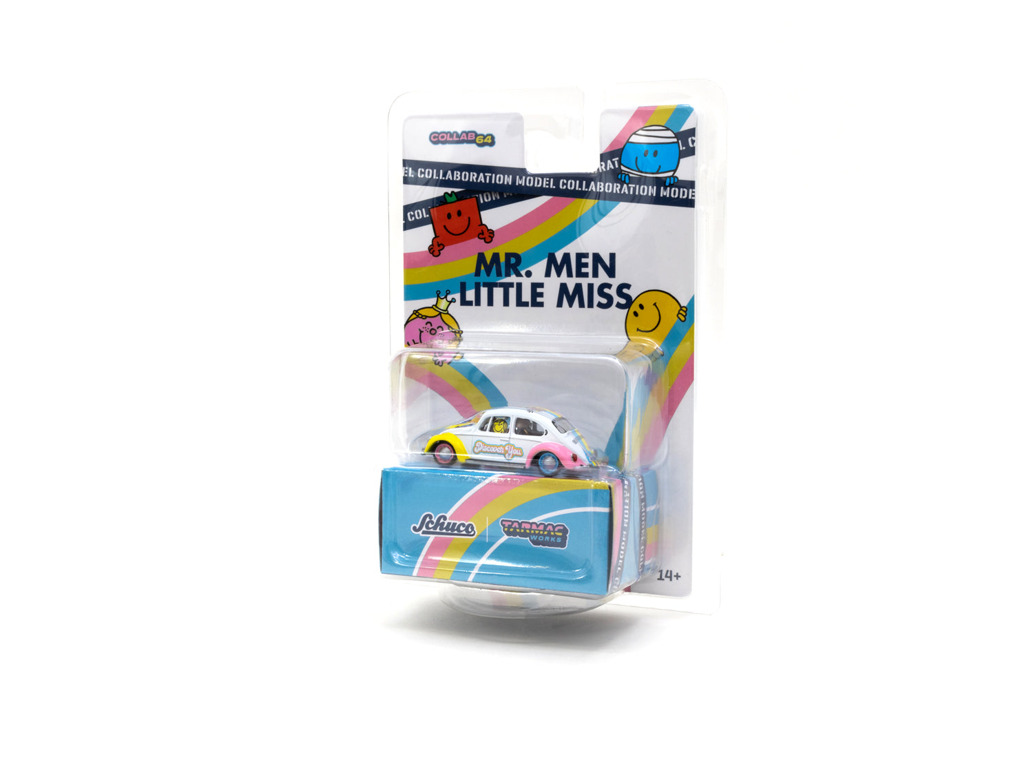 Schuco x Tarmac Works 1/64 Scale Volkswagen Beetle Mr. Men & Little Miss COLLAB64 Diecast Model Car - Perfect for Collectors, Display & Kids Play