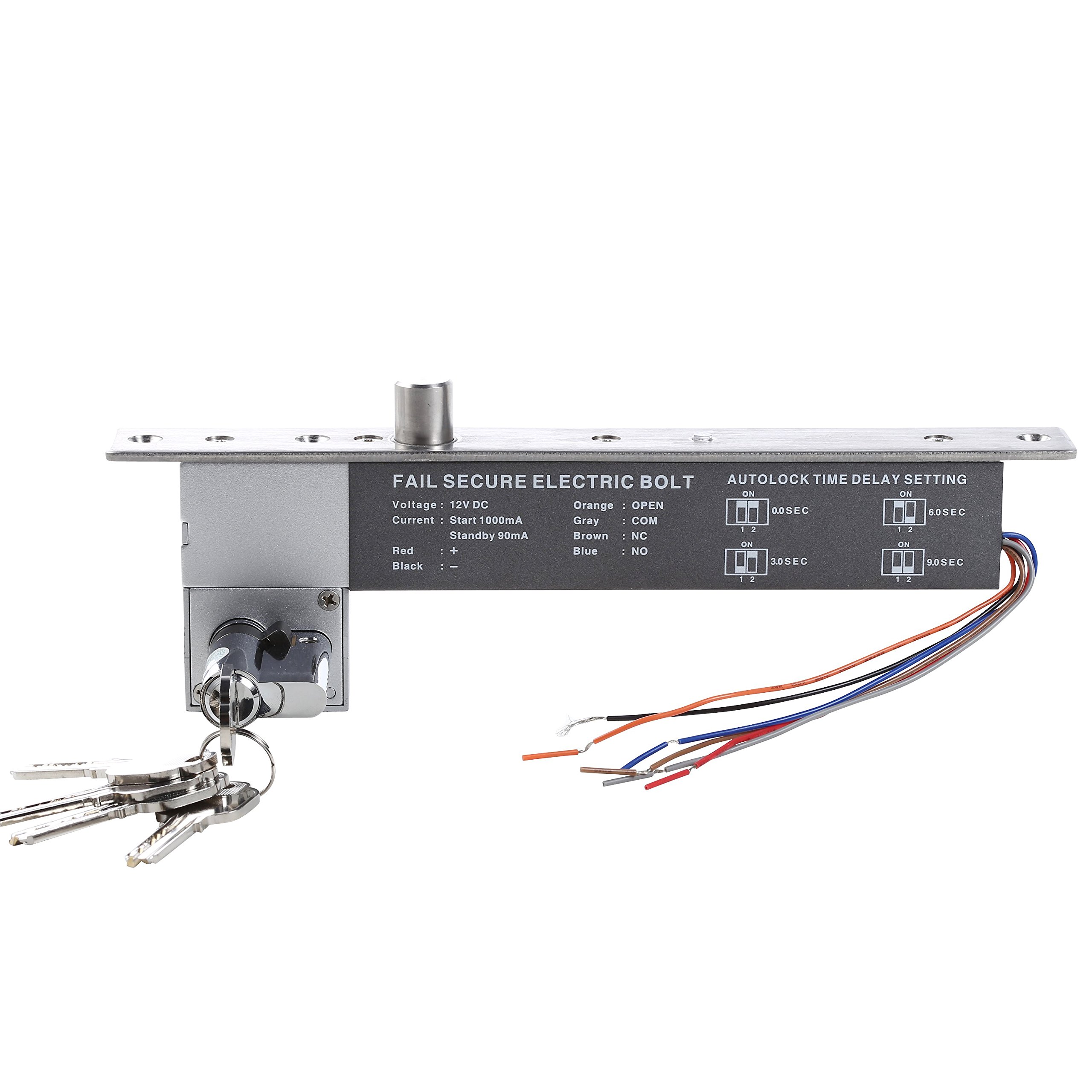 UHPPOTE Electric Drop Bolt Lock - Key & Manual Override, Fail Secure with Cylinder for Secure Access Control | Ideal for Offices, Warehouses & Smart Homes