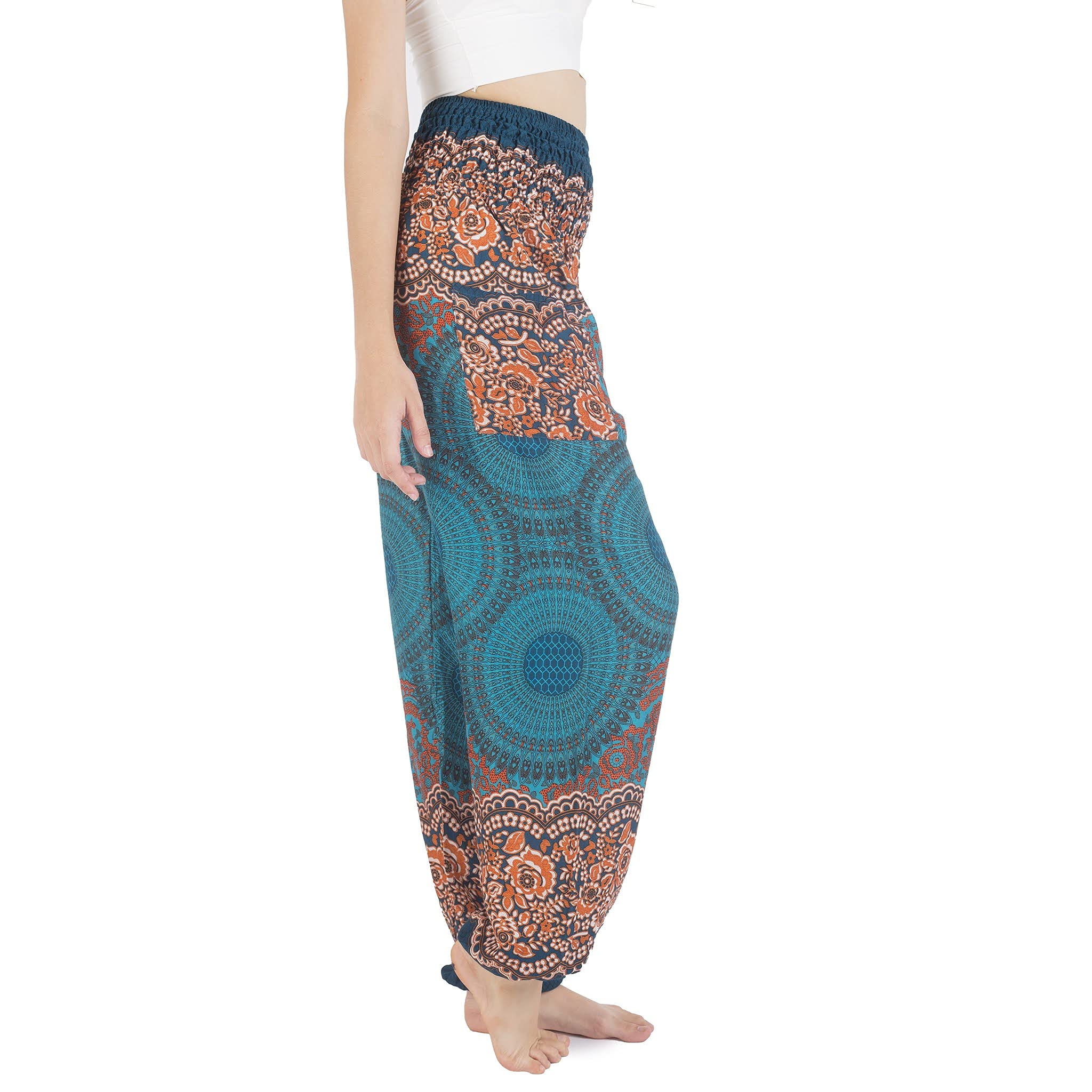 Boho Harem Pants for Women - Comfortable Yoga Trousers with Elastic Waist, Loose Fit Bohemian Beach Pants - Perfect for Yoga, Meditation, Travel and Casual Wear