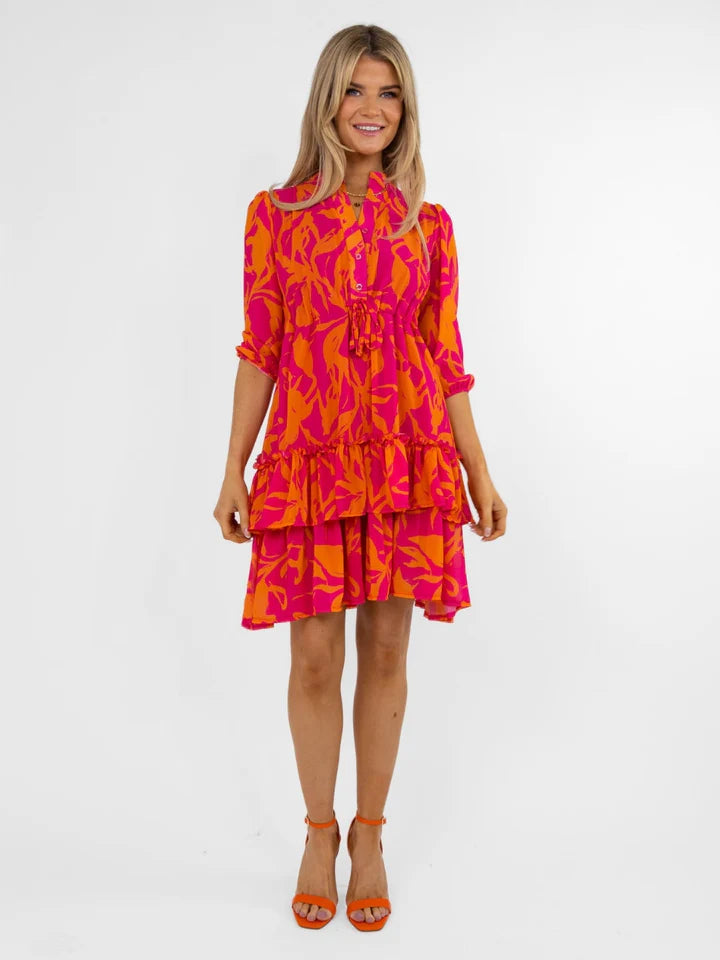 Sexy Latina Mini Dress for Women - Flirty Pink & Orange Bodycon Party Dress | Perfect for Nightclubs, Dates & Summer Outings