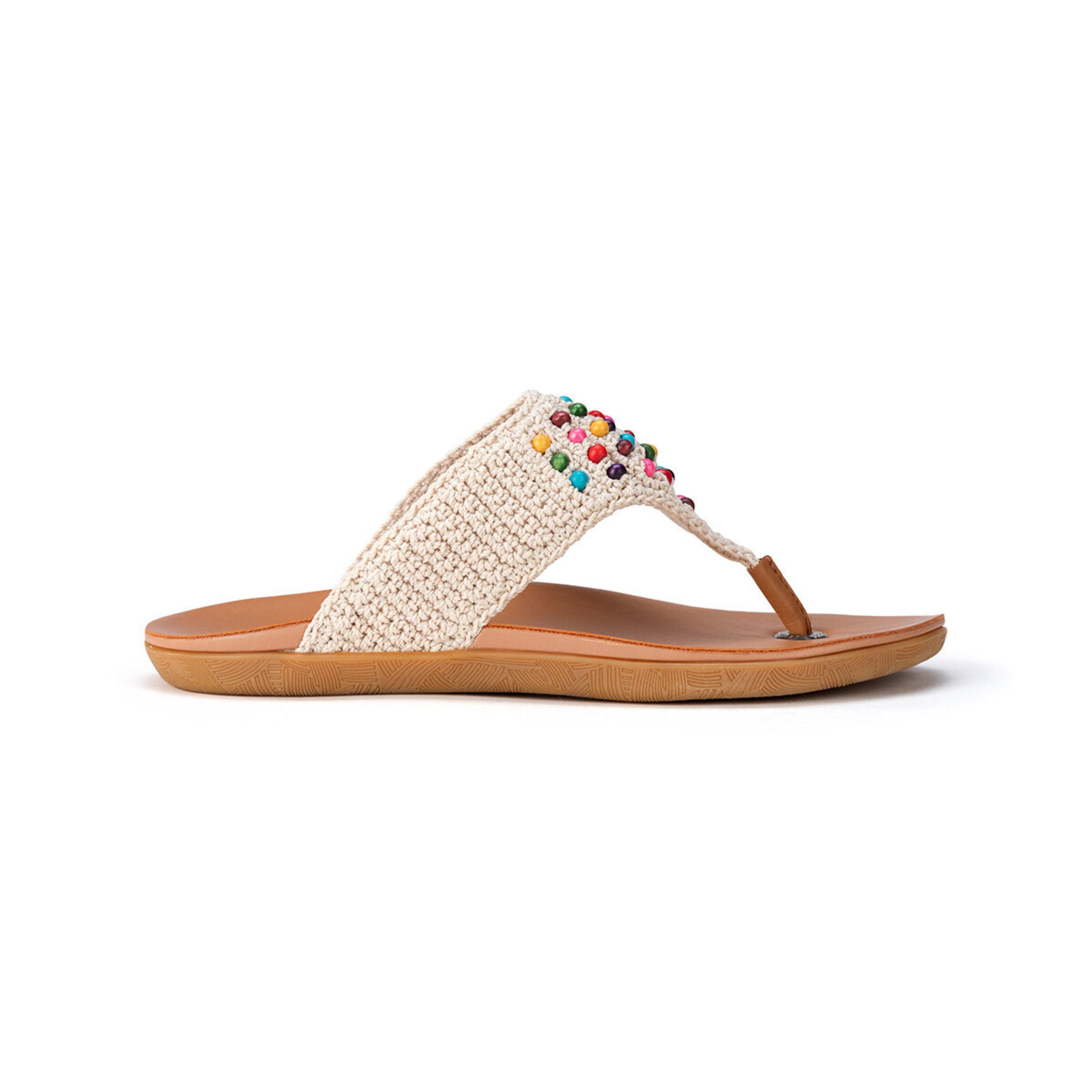 Hand Crochet Shana Sandal with Ecru Multi Beads - Bohemian Summer Beach Sandals for Women | Perfect for Vacation, Music Festivals & Casual Outings