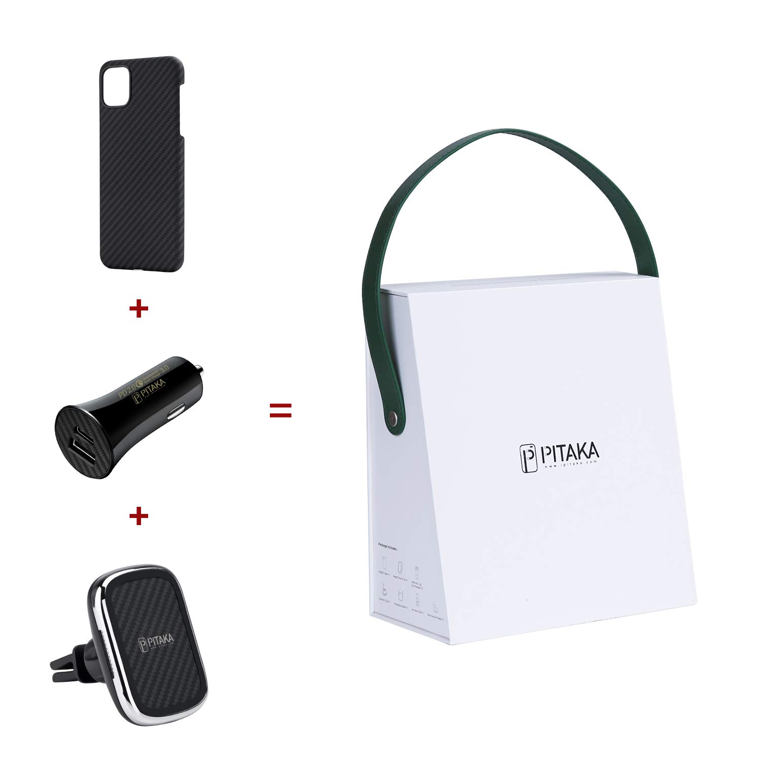 PITAKA 3-in-1 Magnetic Wireless Charging Kit for iPhone 11 Pro | Fast Qi-Certified Car Mount & Phone Holder | Compatible with MagEZ Case | Perfect for Driving, Commuting & Road Trips