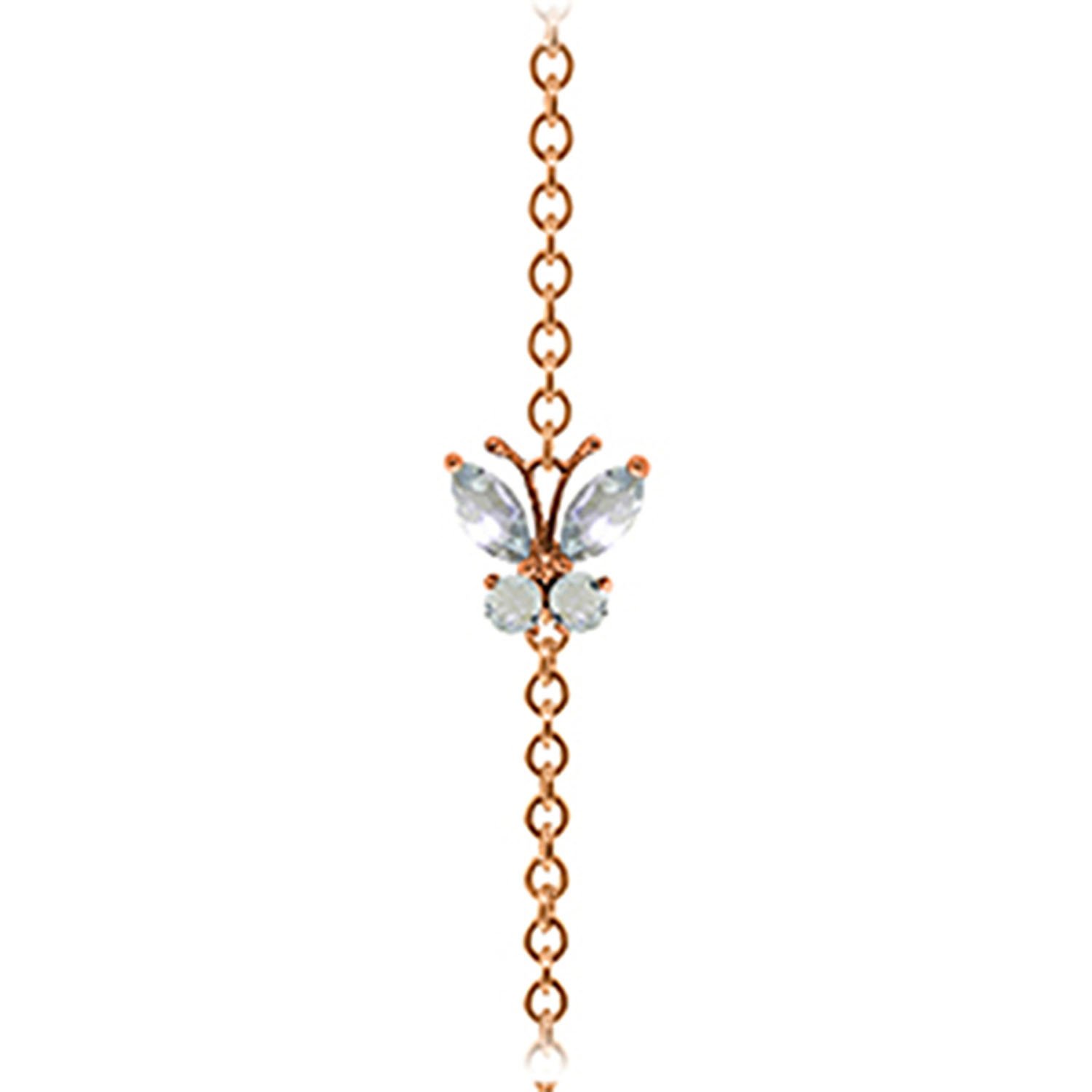 14K Solid Rose Gold Butterfly Bracelet with 0.6 Carat Aquamarine - Elegant Jewelry for Women, Perfect for Valentine's Day Gifts, Anniversary & Special Occasions
