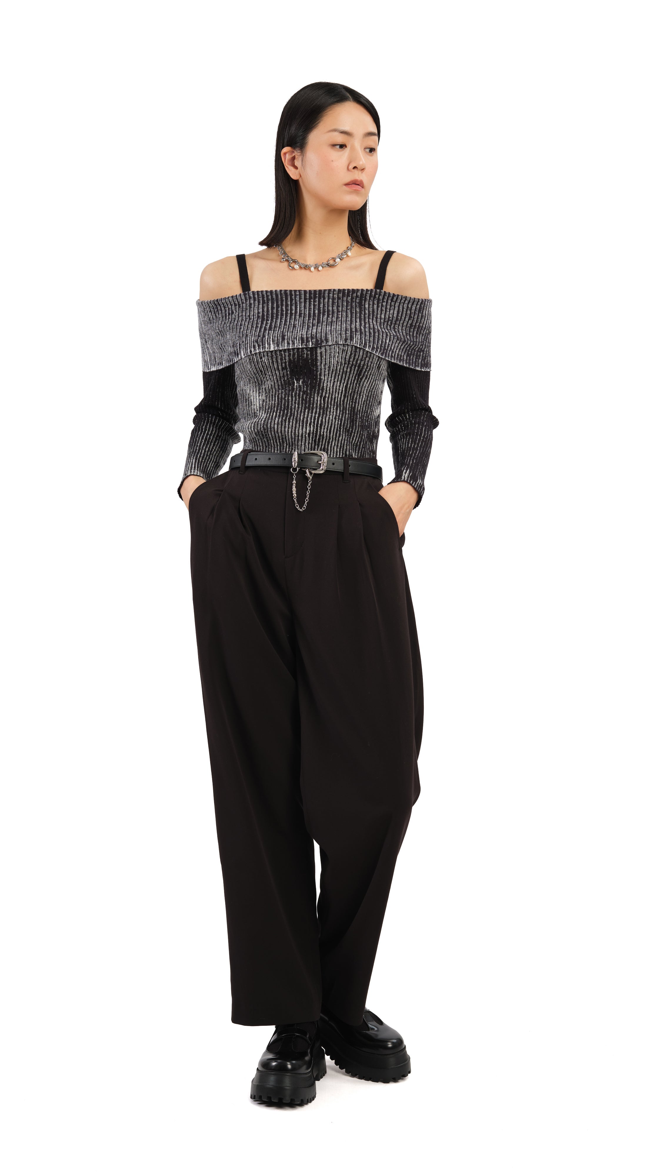 Two Tone Off Shoulder Sweater Women's Fashion - Casual Chic Knit Top for Fall & Winter | Perfect for Date Night, Office Wear & Weekend Outfits