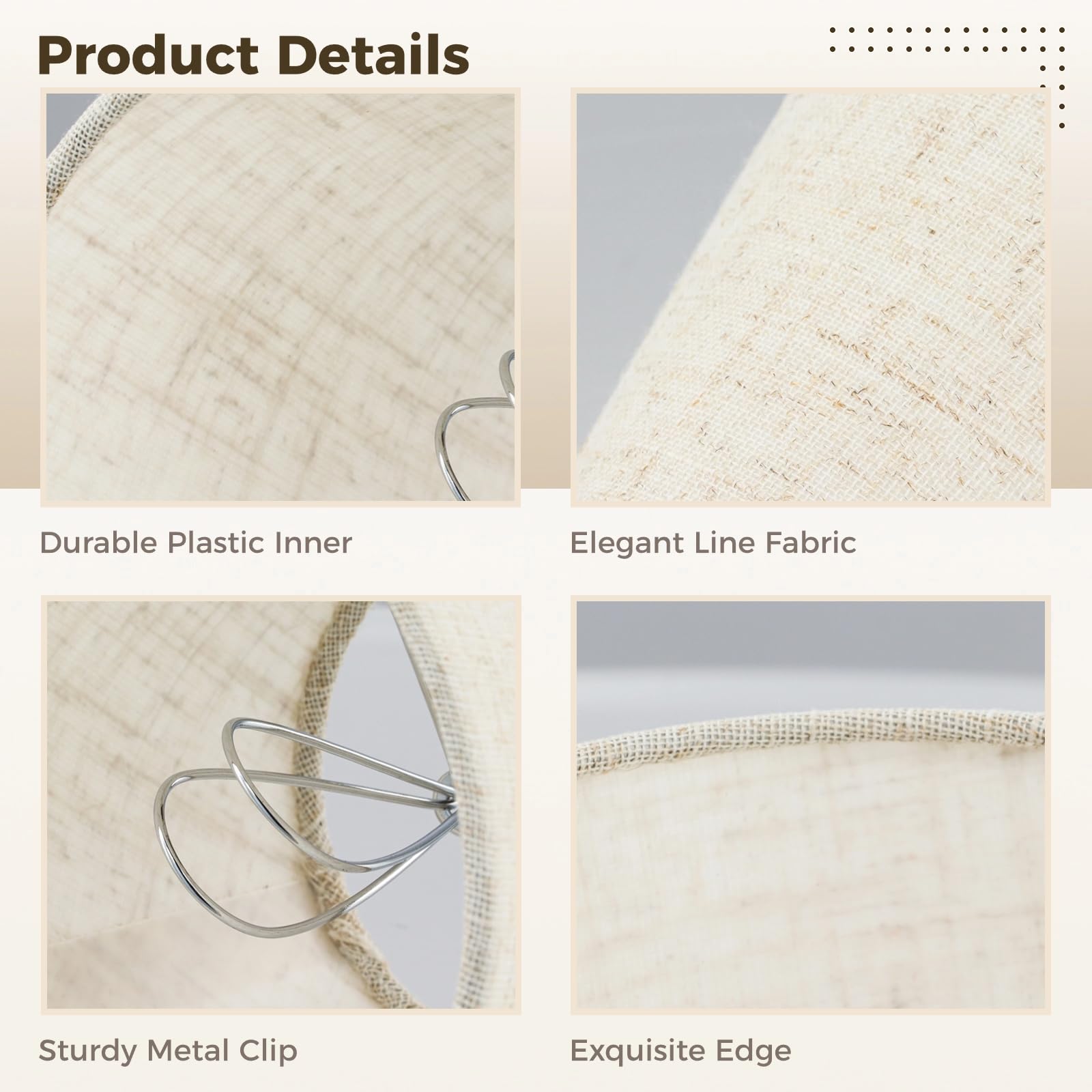 6 Pack 5 Inch Mini Barrel Lampshades - Clip On Replacement Shades for Table Lamps & Wall Lights - Natural Linen Fabric - 3.5x5x5.5 Inches (Top/Height/Bottom) - Perfect for Bedroom, Living Room & Office Decor
