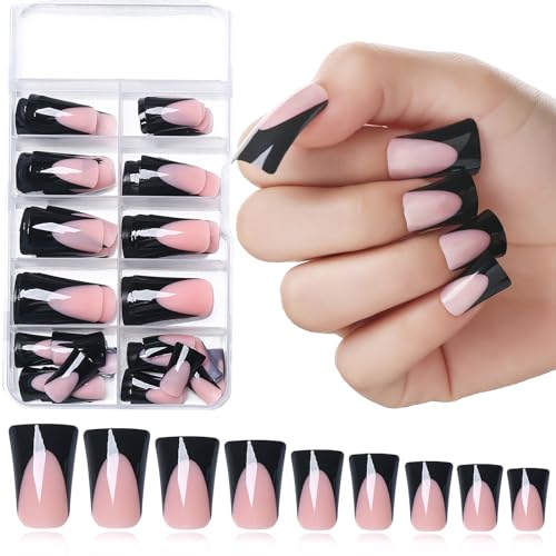Pink Duck Nails Black French