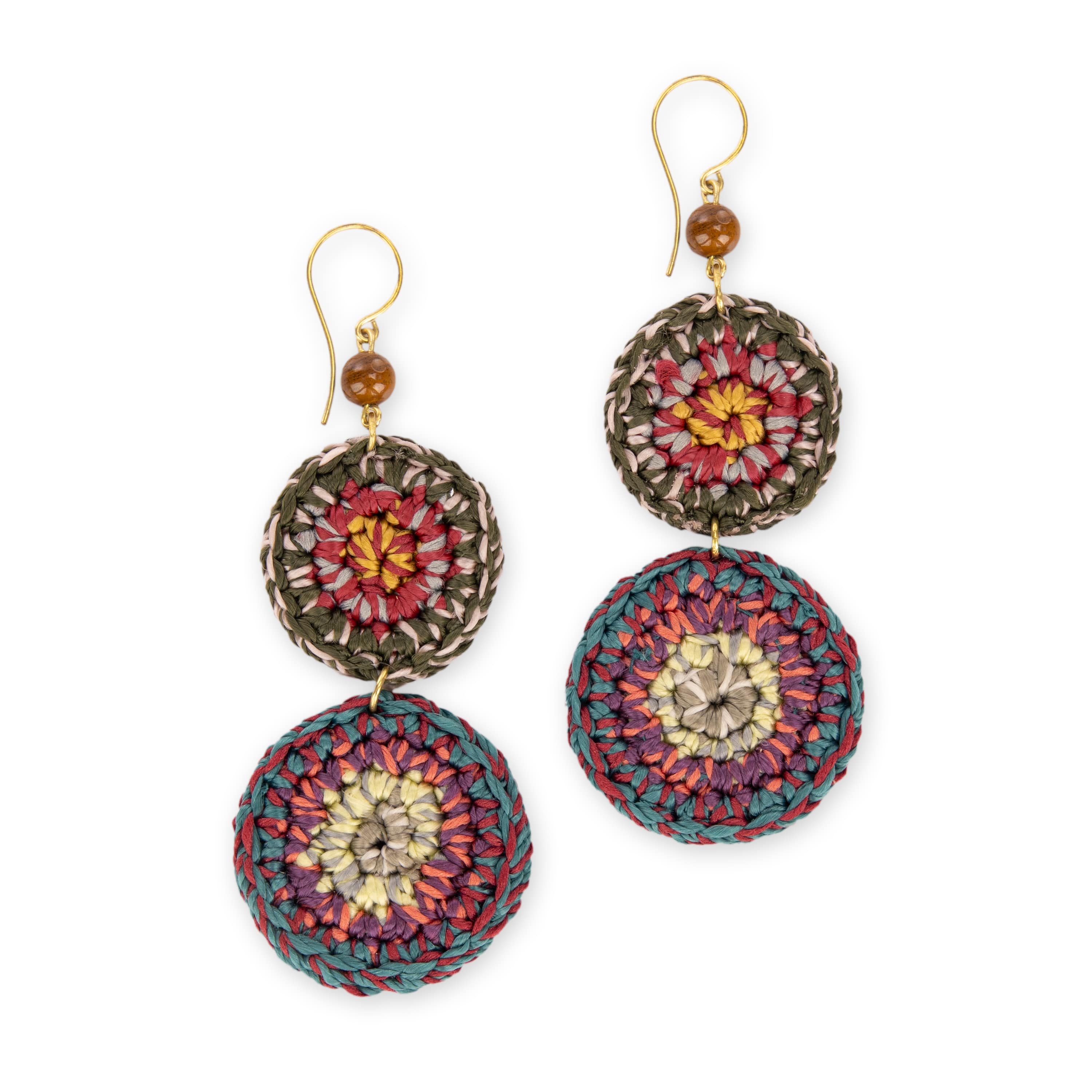 Elegant Jasper Double Disc Earrings for Women - Boho Chic Dangle Jewelry for Casual & Party Wear