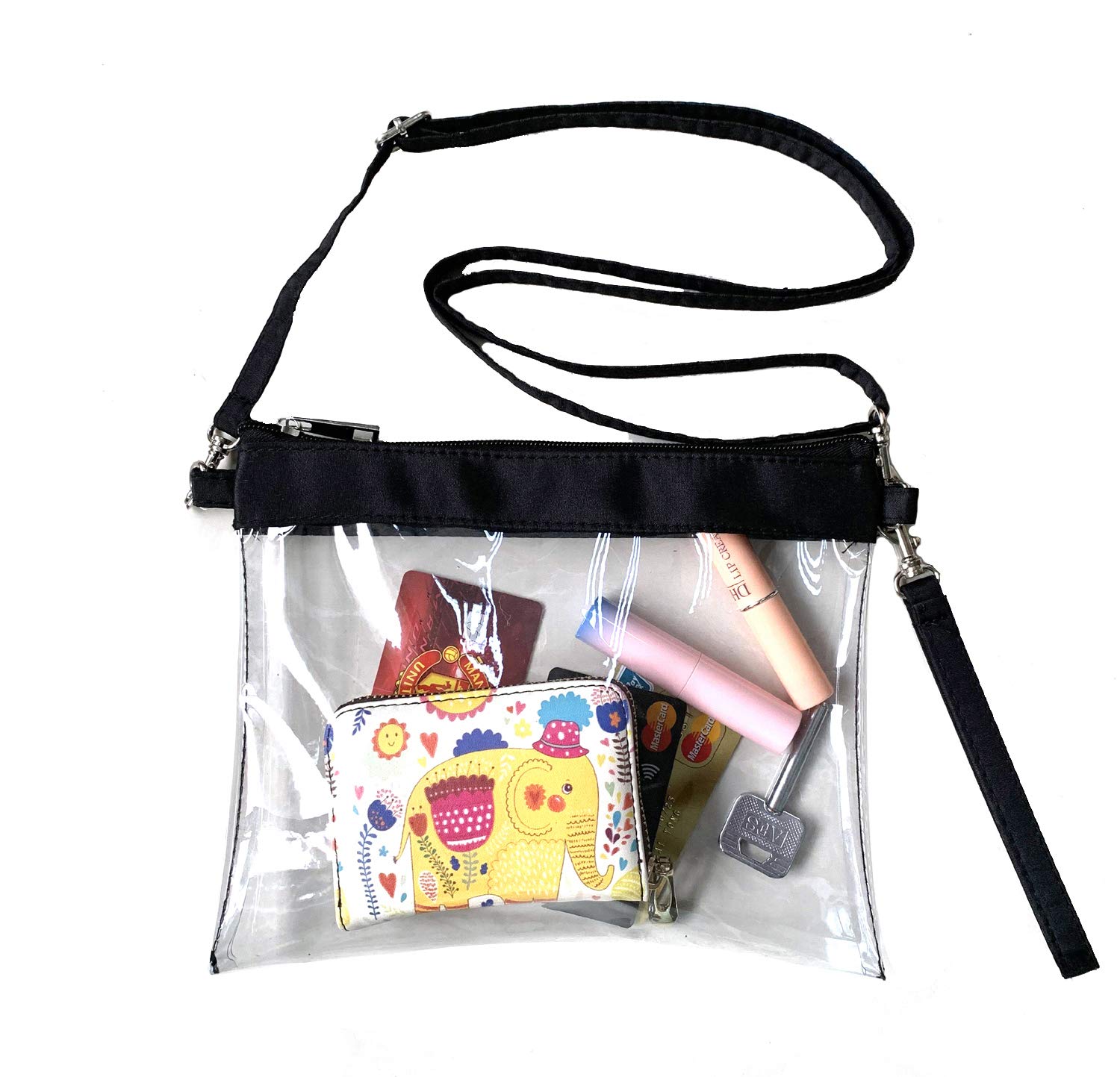 KOSTOO Clear Crossbody Purse & Gym Tote Bag - Waterproof Zippered Transparent Toiletry Bag for Women | Adjustable Shoulder Strap & Wrist Loop | Perfect for Work, Travel, Sports Games & Beach Essentials
