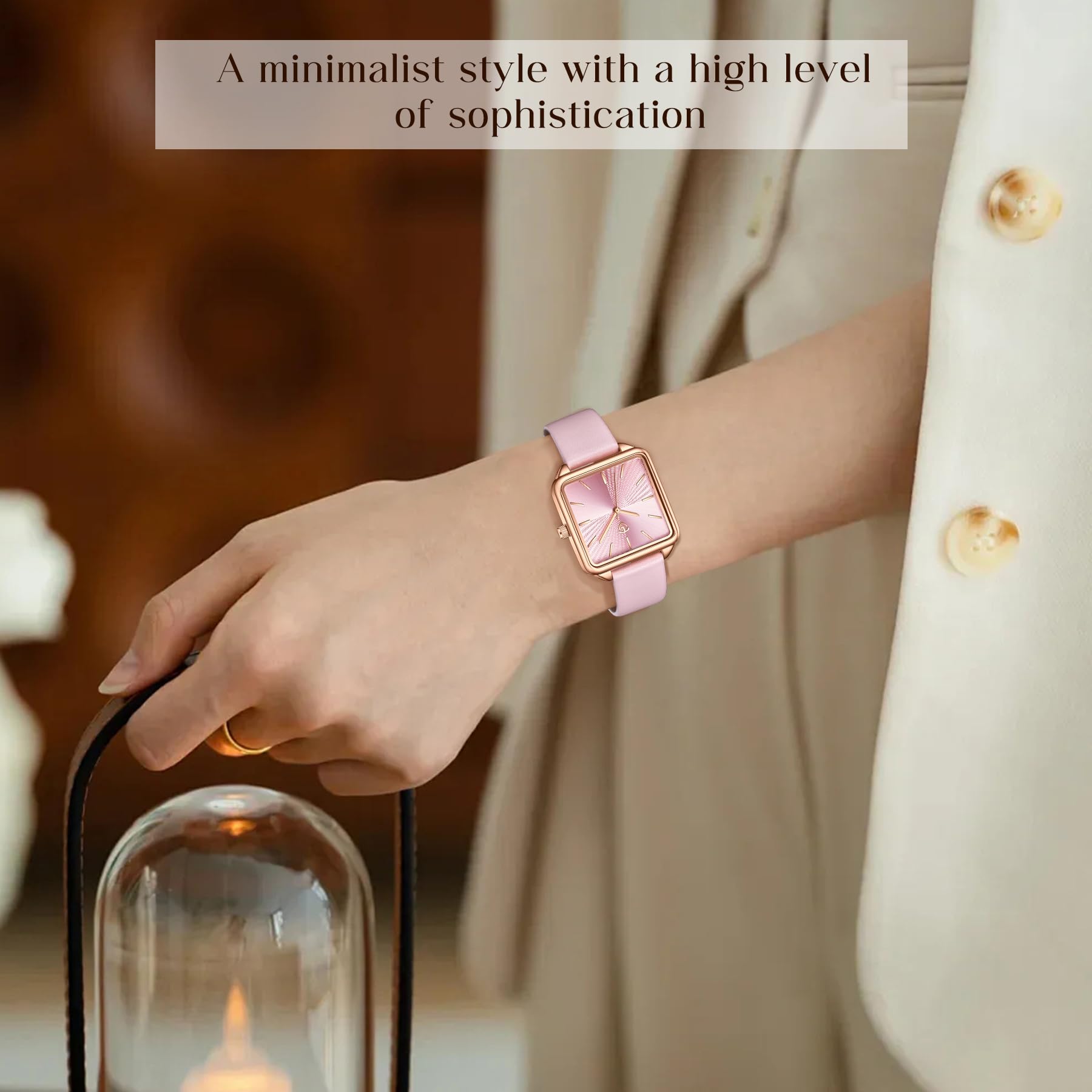 Elegant Women's Leather Strap Square Watch - Vintage Analog Quartz Dress Watch with Waterproof Design | Perfect for Office, Party & Everyday Wear | Unique Gift for Her
