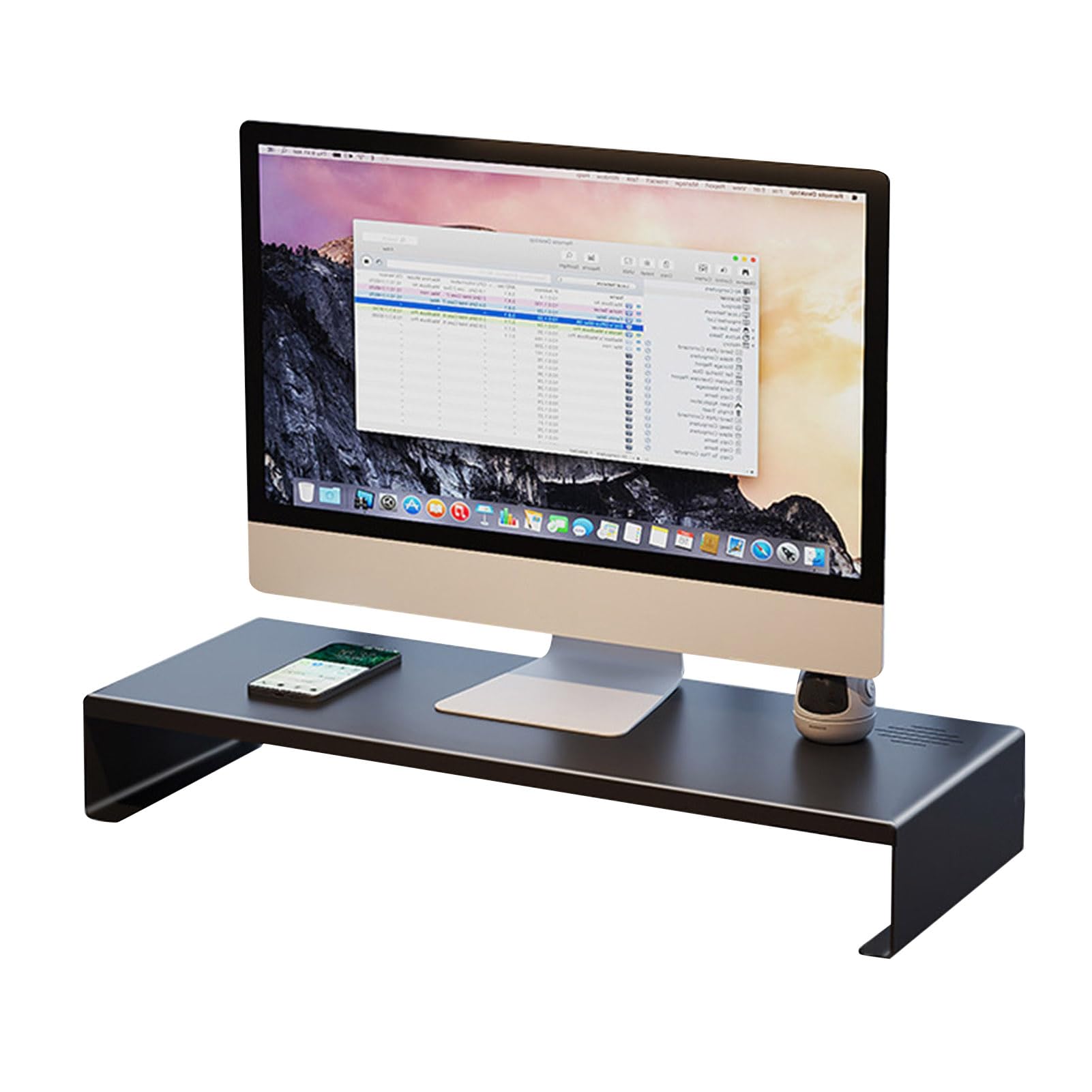 ULAFBWUR Adjustable Monitor Stand Riser - Ergonomic Computer Monitor Stand for Desk with Storage, Sturdy Laptop Stand Holder for Office, Home & School Use - Perfect for Workspace Organization (Black)