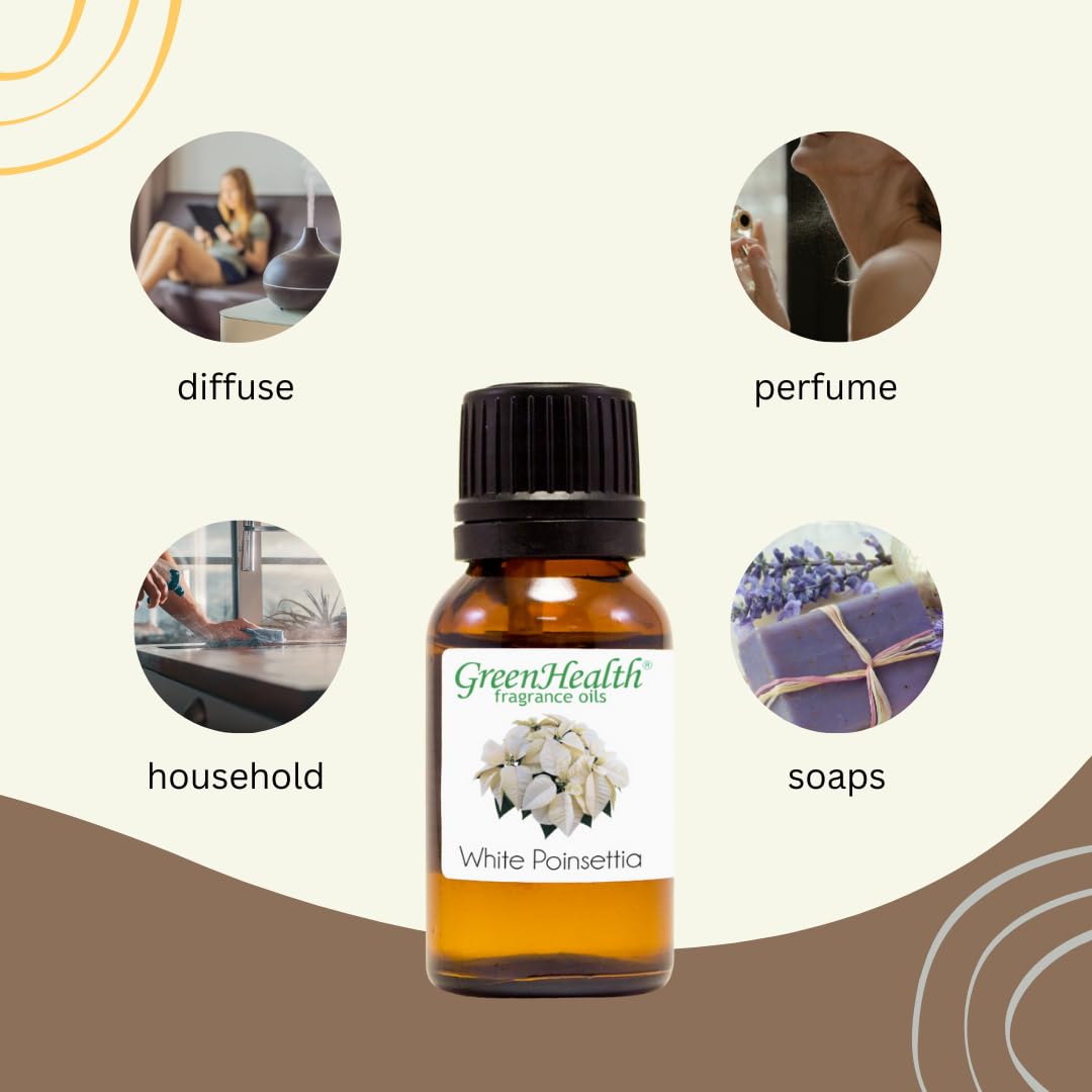 32 fl oz White Poinsettia Fragrance Oil - Premium Scented Oil for Candles, Soaps & Diffusers - Plastic Jug with Secure Cap - GreenHealth Brand - Perfect for Holiday Decor & Aromatherapy