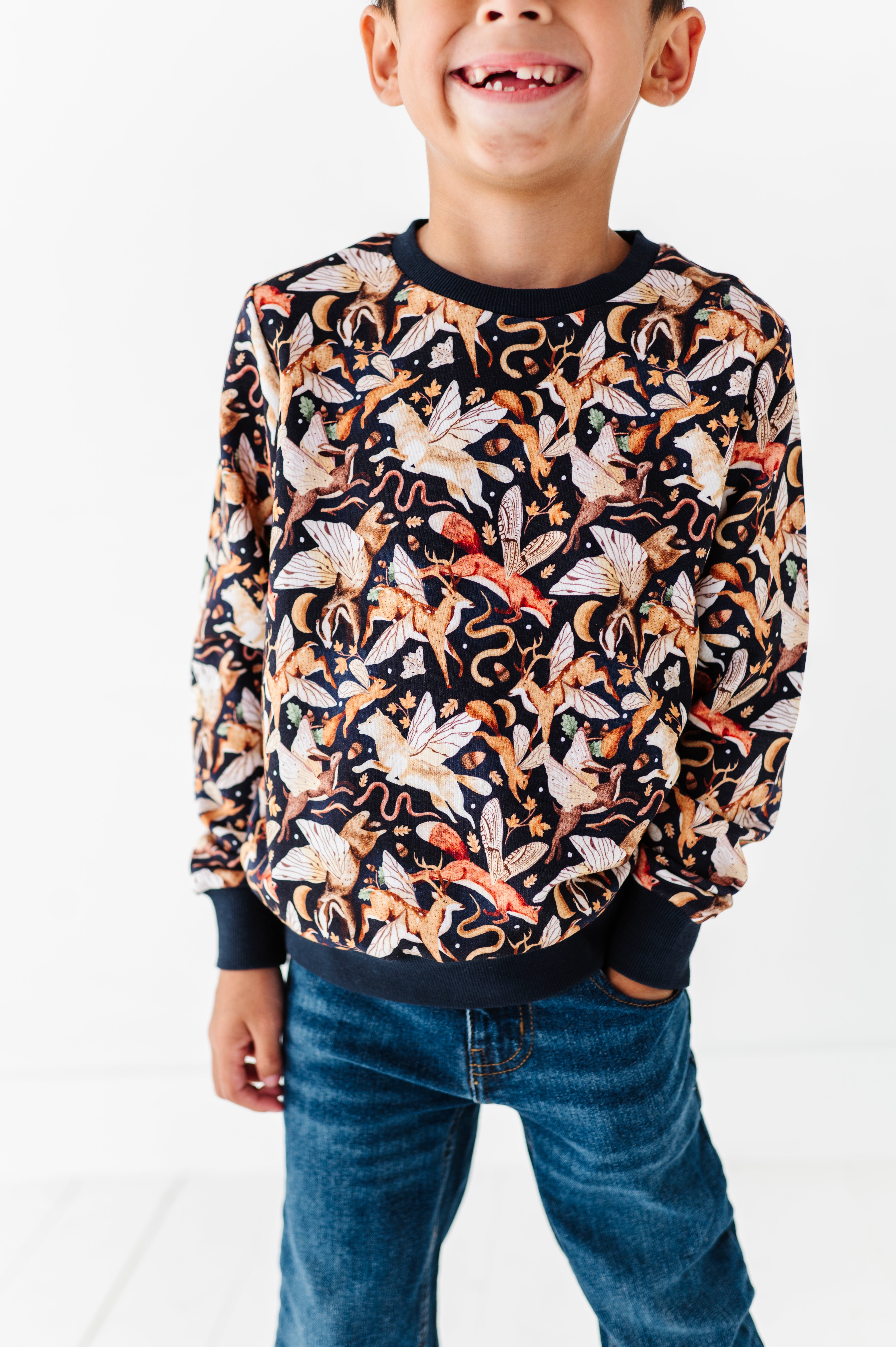 Folklore Flight Kids' Crewneck Sweatshirt | Soft Cotton Pullover for Boys & Girls | Cozy Casual Wear for School, Playdates & Family Outings