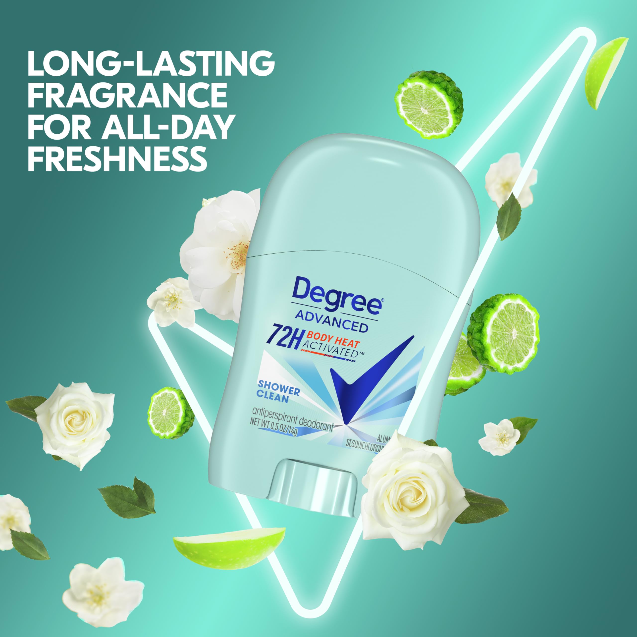 Degree Women's Antiperspirant Deodorant - 72-Hour Sweat & Odor Protection with Body Heat Activated Technology, Shower Clean Scent, 0.5 oz - Ideal for Gym, Work & Everyday Freshness