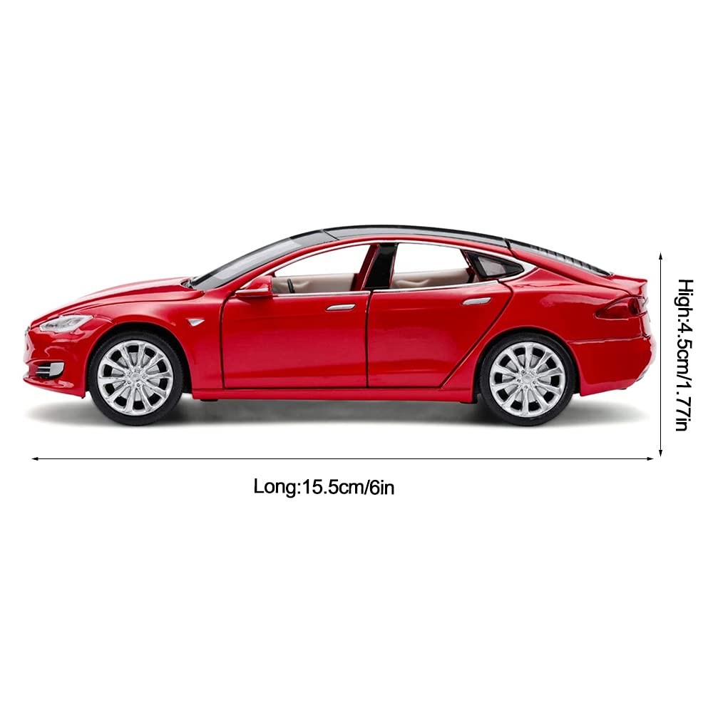 1:32 Scale Diecast Tesla Model S Alloy Toy Car with Pull Back Action, Lights & Sound - Mini Collectible Vehicle for Kids Ages 3+ | Birthday Gift, Playtime Fun, Car Enthusiast Collection