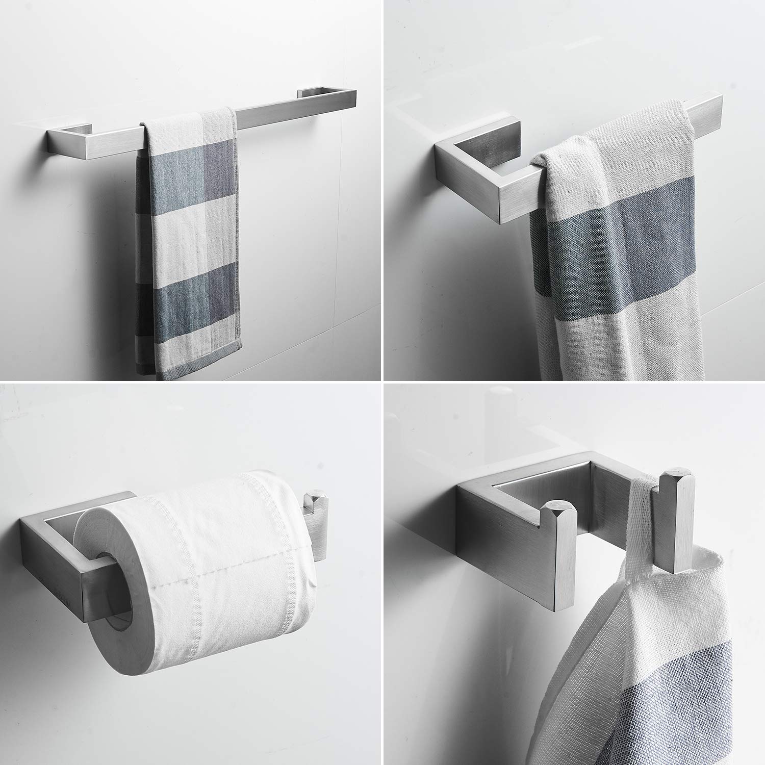 BWE 4-Piece Brushed Nickel Bathroom Hardware Set - 23.6