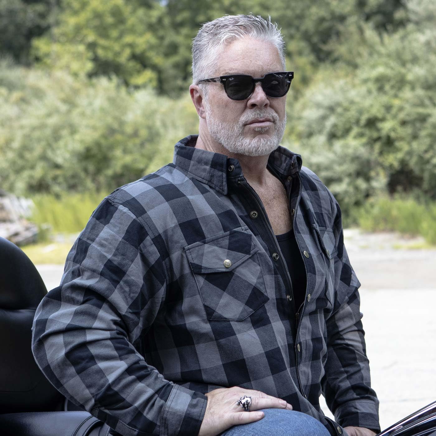 Milwaukee Leather MPM1630 Men's Armored Checkered Flannel Shirt with Aramid DuPont Fibers - Durable Motorcycle Riding Shirt for Safety & Comfort