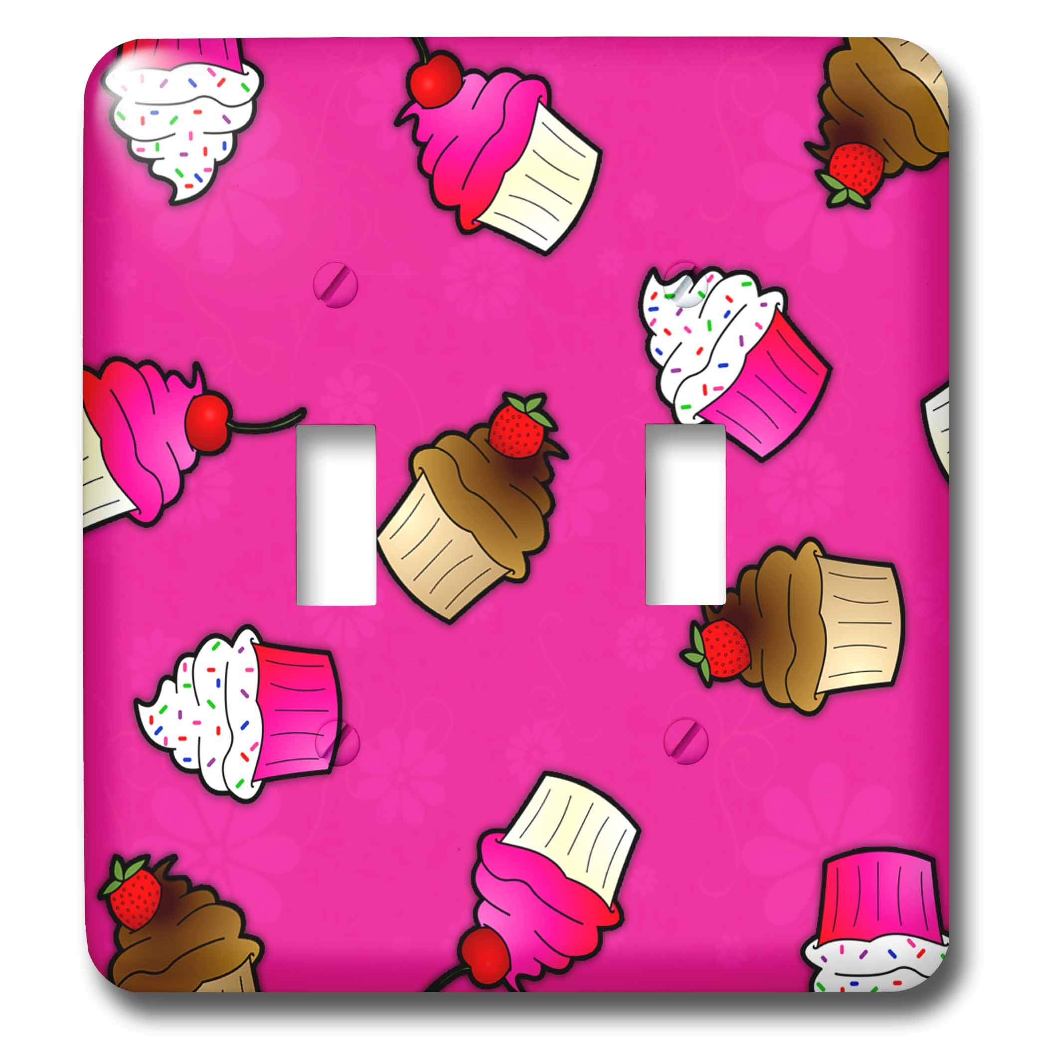 3D Rose Cute Cupcake Print Chocolate on Pink Toggle Switch - Decorative Light Switch Cover for Kitchen, Bedroom, and Kids Room Decor