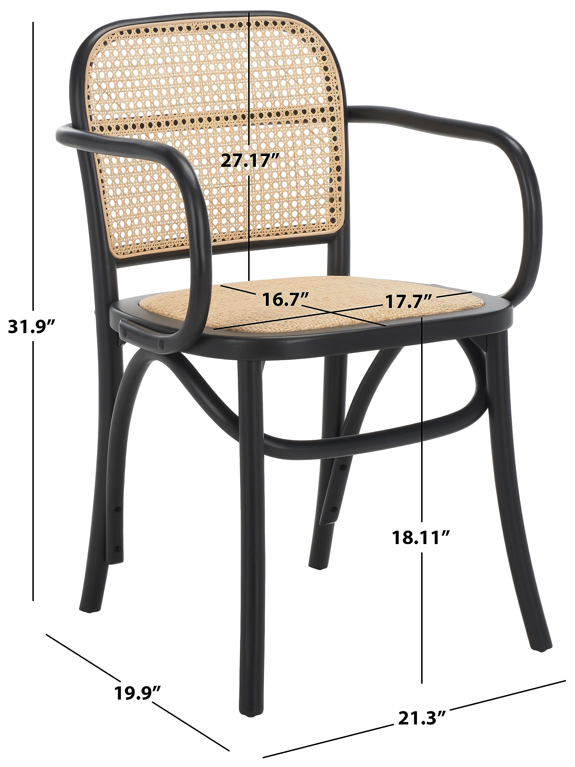 Safavieh Home Keiko White & Natural Cane Dining Chair - Modern Farmhouse Style for Kitchen, Dining Room & Breakfast Nook