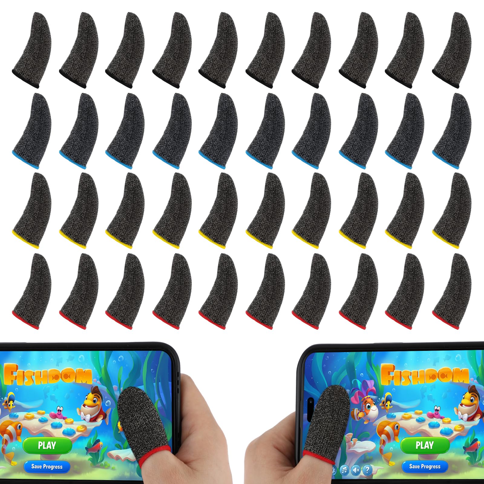 40Pcs Finger Sleeves for Mobile Gaming - Anti-Sweat Thumb Gloves for Men & Women - Improve Touchscreen Control for PUBG, Fortnite & COD - Perfect for Esports & Long Gaming Sessions