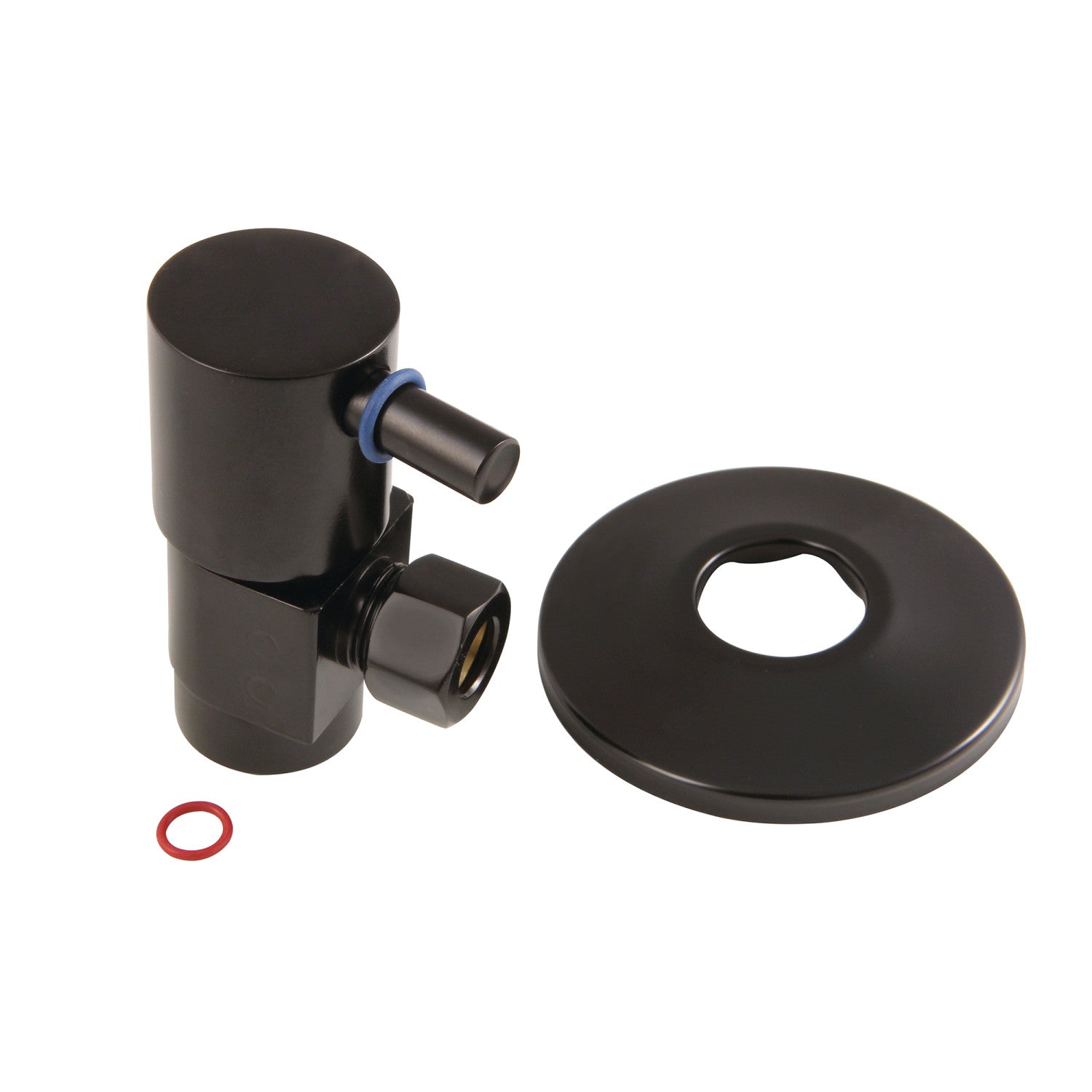 1/2 Inch FIP x 3/8 Inch O.D. Anti-Seize Deluxe Quarter-Turn Ceramic Hardisc Cartridge Angle Stop Valve with Flange - Perfect for Plumbing, Bathroom Fixtures & Water Supply Lines