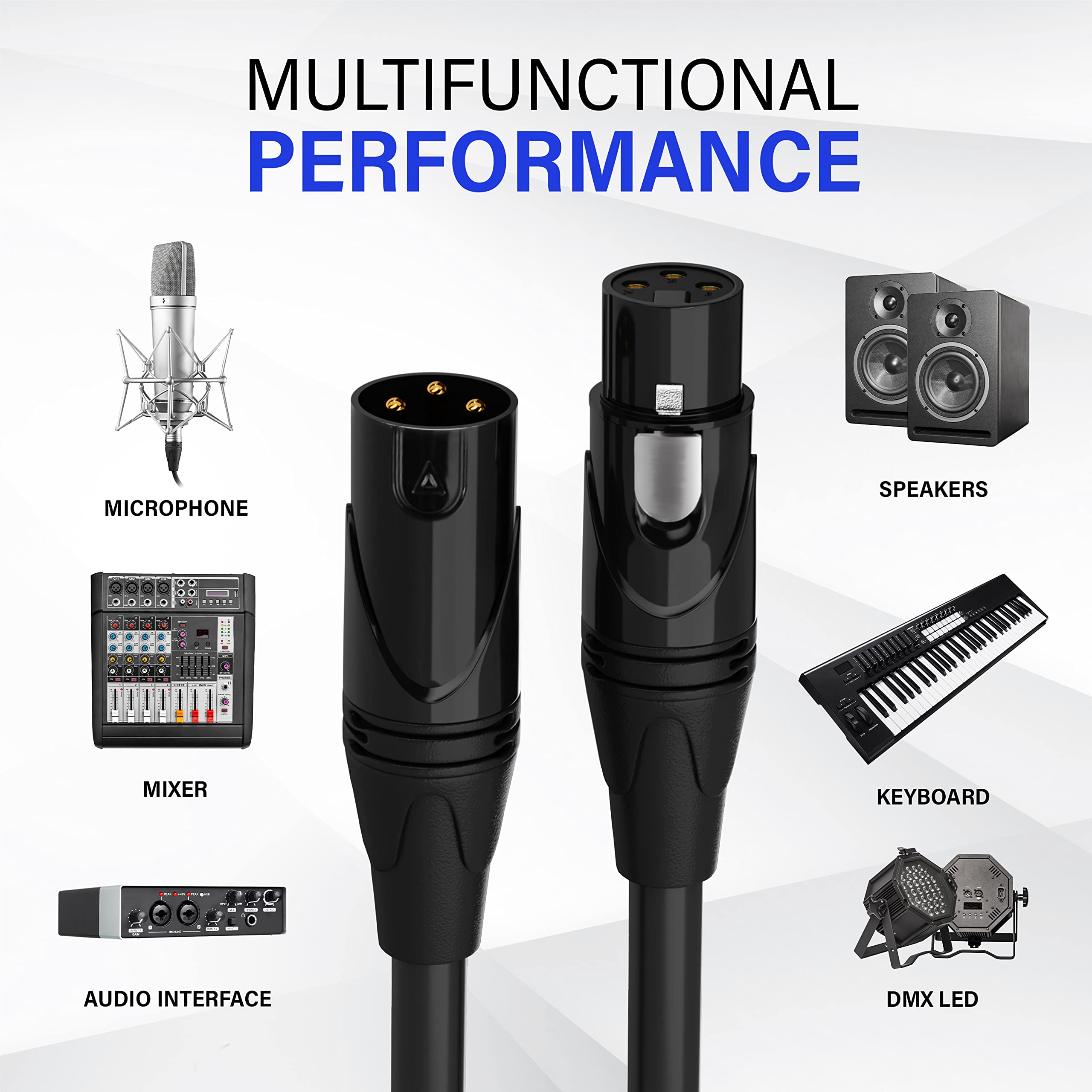 LyxPro 50ft XLR Microphone Cable Balanced Male to Female 3-Pin Mic Cord for Powered Speakers, Audio Interfaces & Pro Audio Equipment - Professional Studio Recording, Live Performances, DJ Setup - Durable Pink Cable for Clear Audio Transmission