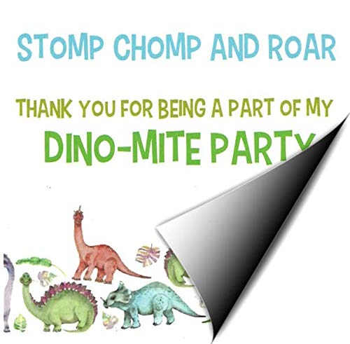 Dinosaur Thank You Stickers for Birthday Party Favors - 3x3 Inch Pack of 40 - Perfect for Goodie Bags, Gift Boxes & DIY Projects | Cute Dino Theme Party Supplies for Kids