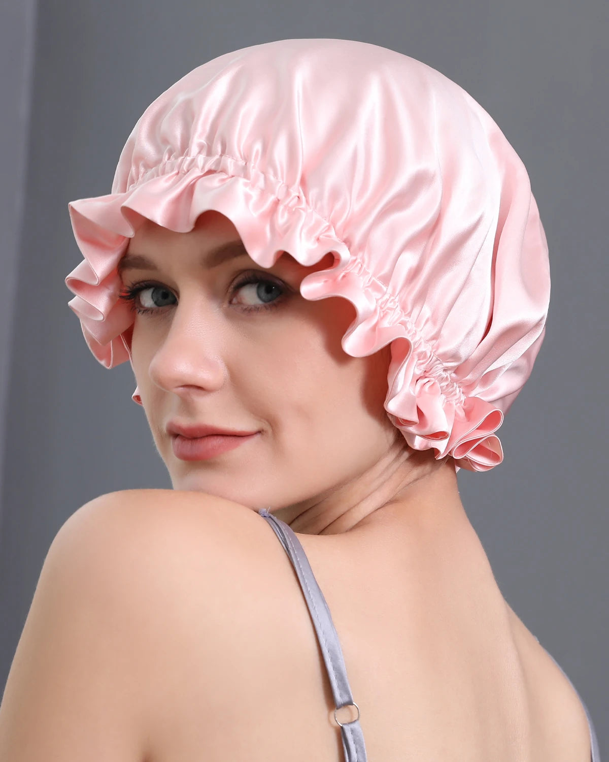 Luxury Flounced Silk Sleep Cap for Women - Soft & Breathable Night Hair Cover - Perfect for Bedtime, Travel & Hair Protection