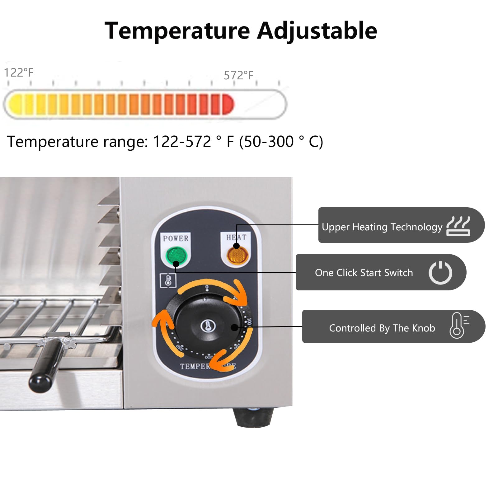 2000W Electric Cheese Melter & Steak Broiler - 110V Commercial Stainless Steel Countertop Grill for Melting Cheese, Toasting Sandwiches & Grilling Steaks | Perfect for Restaurants, Diners & Home Kitchens