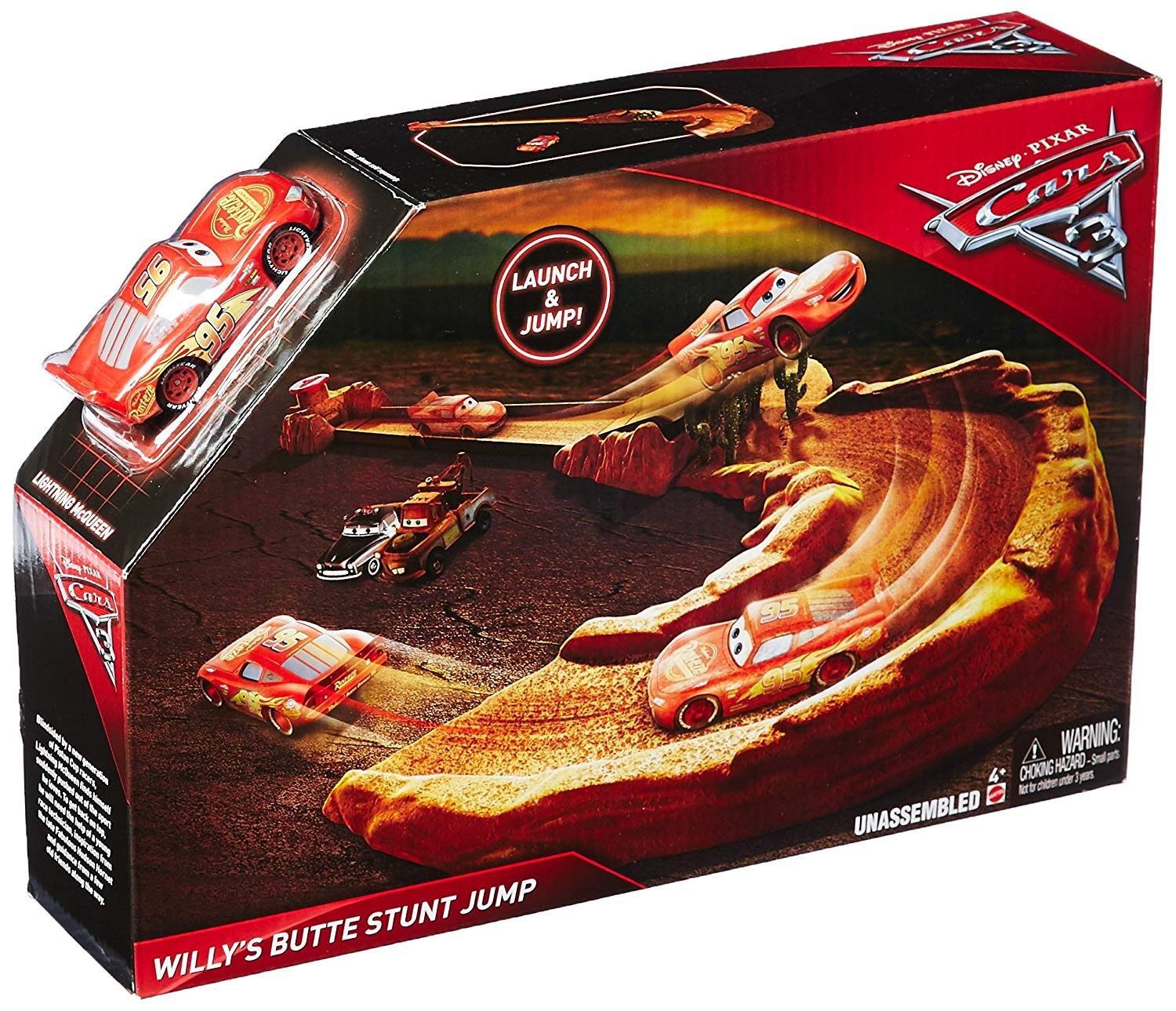 Disney Pixar Cars 3 Willy's Butte Stunt Jump Playset Toy for Kids - Race Track Set with Lightning McQueen - Perfect for Birthday Gifts & Pretend Play