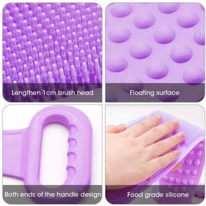 Purple Silicone Bath Brush for Exfoliating & Deep Cleaning - Back Scrubber with Massage Nubs for Shower & Bath - Skin Care Essential for Smooth & Healthy Skin - Great for Spa Days & Relaxing Self-Care Routines [Pack of 1]