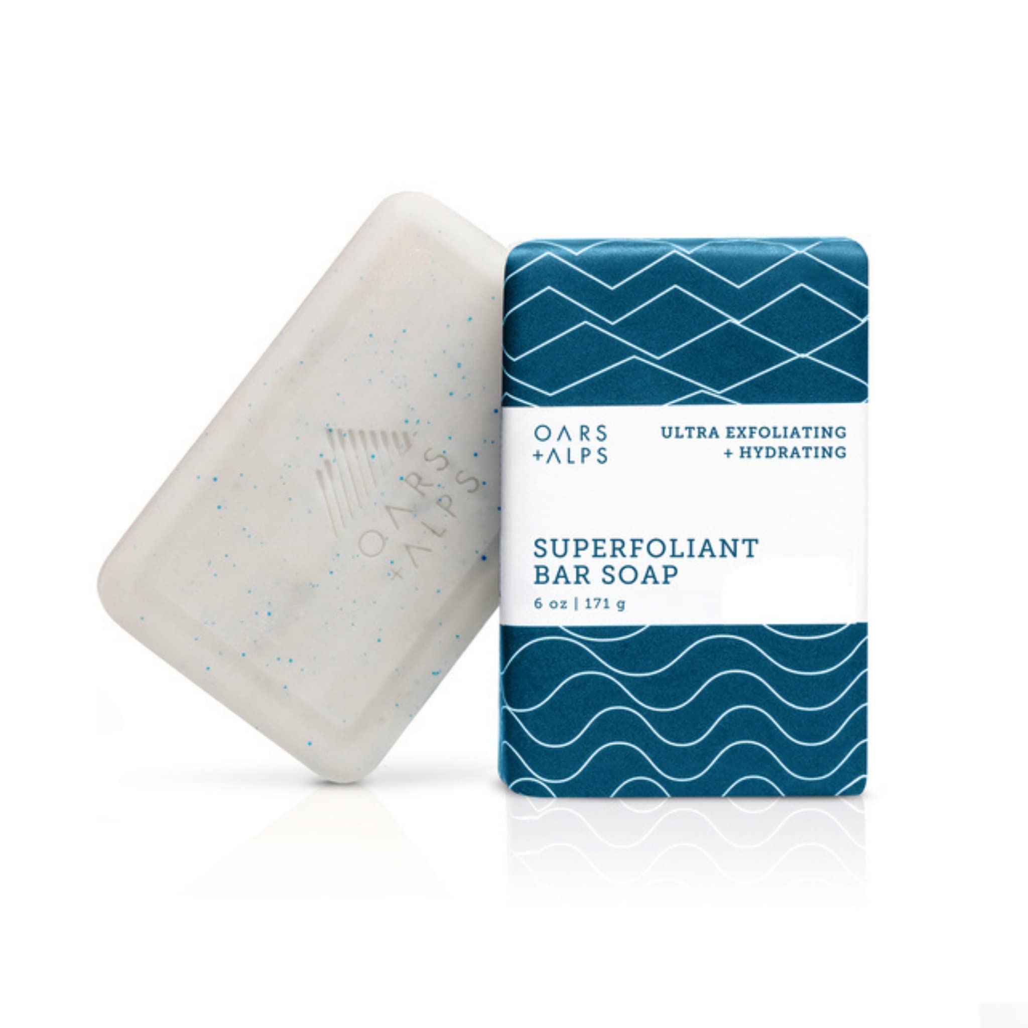 Oars + Alps Superfoliant Exfoliating Bar Soap for Men - Dermatologist Tested, Clean Ingredients, Travel Size (6 Oz) - Deep Cleansing & Exfoliation for Face & Body, Ideal for Gym, Travel & Daily Skincare Routine