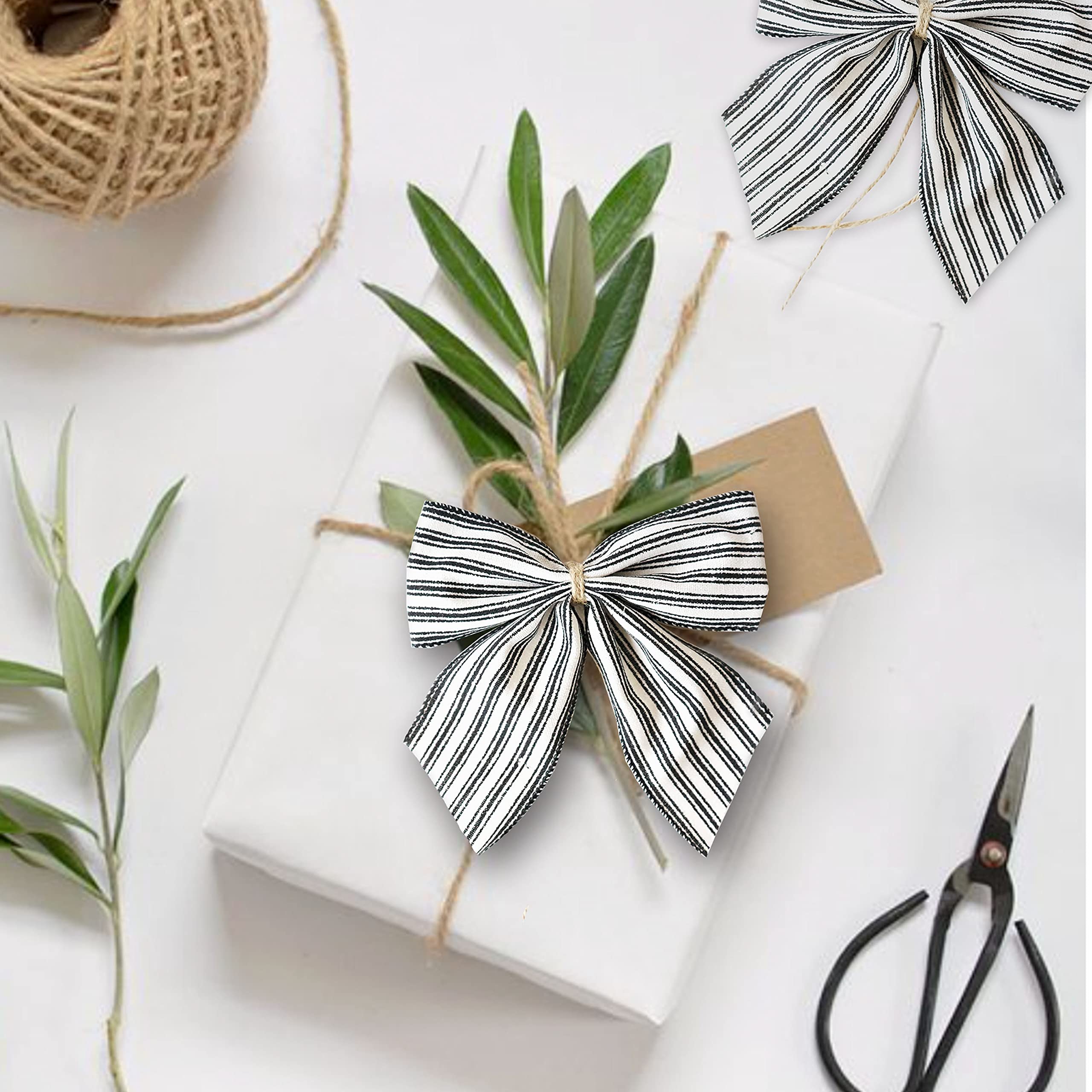 Black & White Striped Wired Ribbon - 2.5