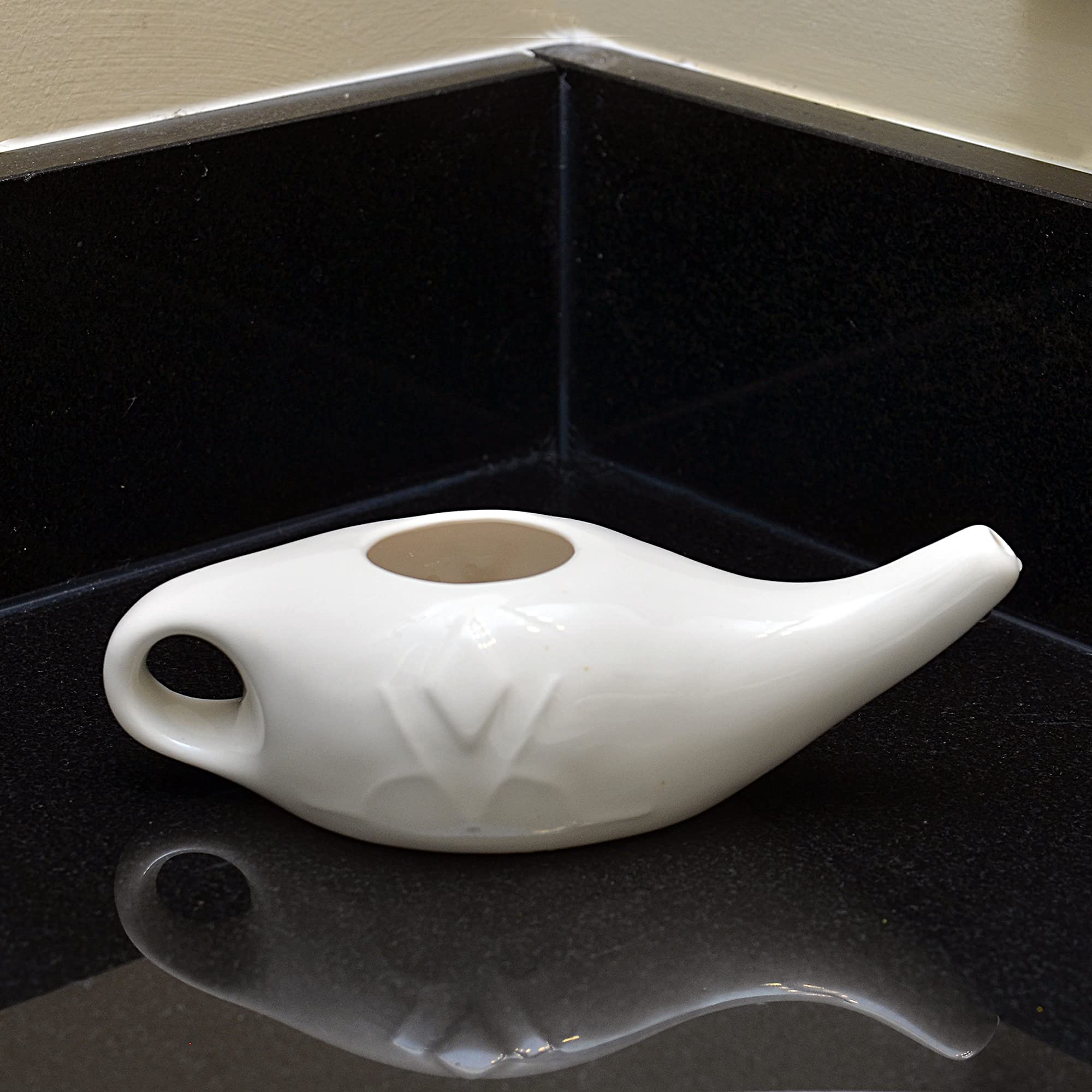 Ceramic Neti Pot for Nasal Irrigation - Sinus Rinse & Allergy Relief - Microwave & Dishwasher Safe - Perfect for Cold, Flu & Allergy Season - BPA-Free Nasal Cleansing Kit for Adults & Kids