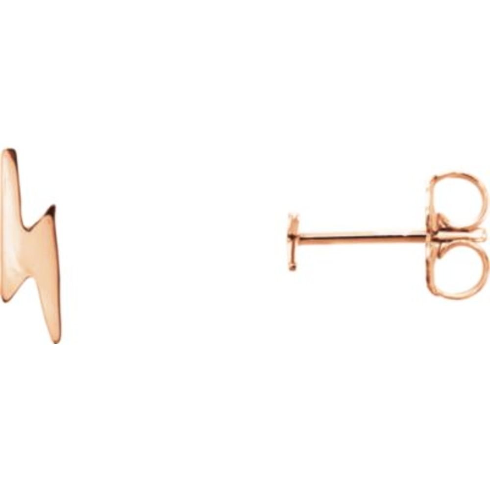 14K Rose Gold Lightning Bolt Earrings for Women - Dainty & Hypoallergenic Stud Earrings - Perfect for Everyday Wear, Gifts & Special Occasions
