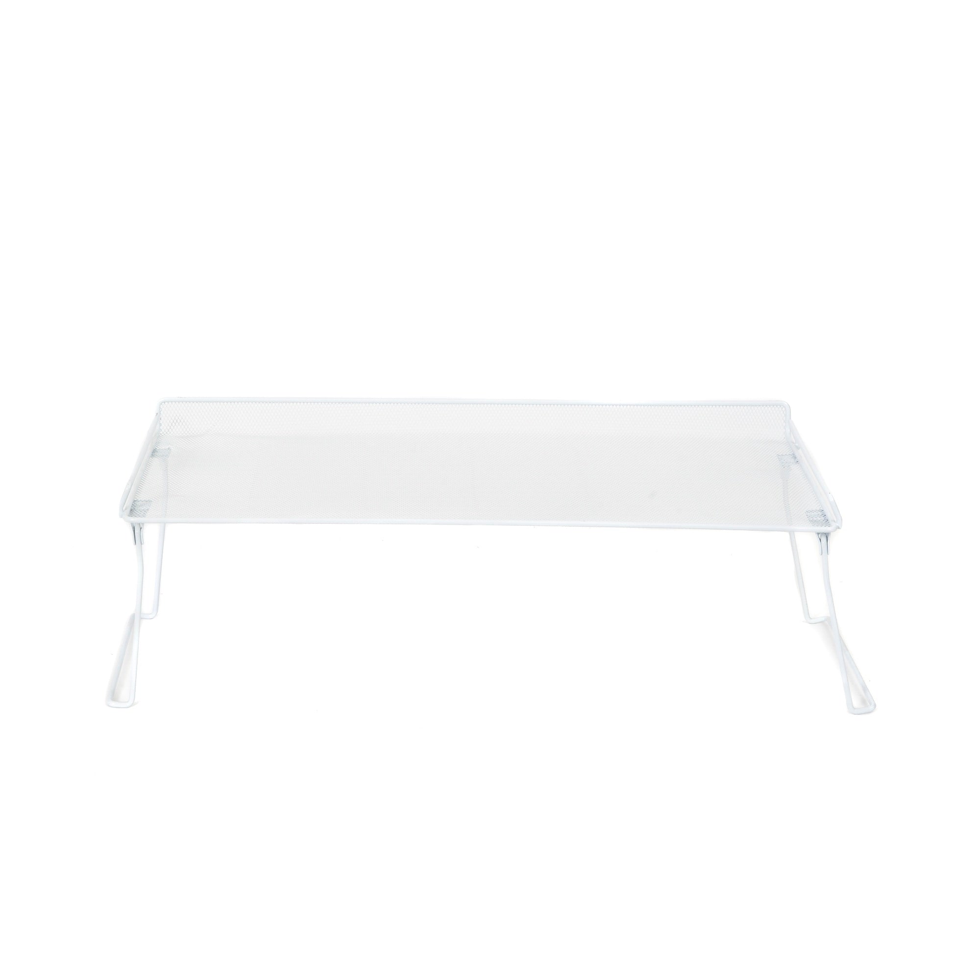 Foldable Stackable Mesh Shelf Organizer - White Large Storage Rack for Closet, Pantry, Bathroom & Garage Organization