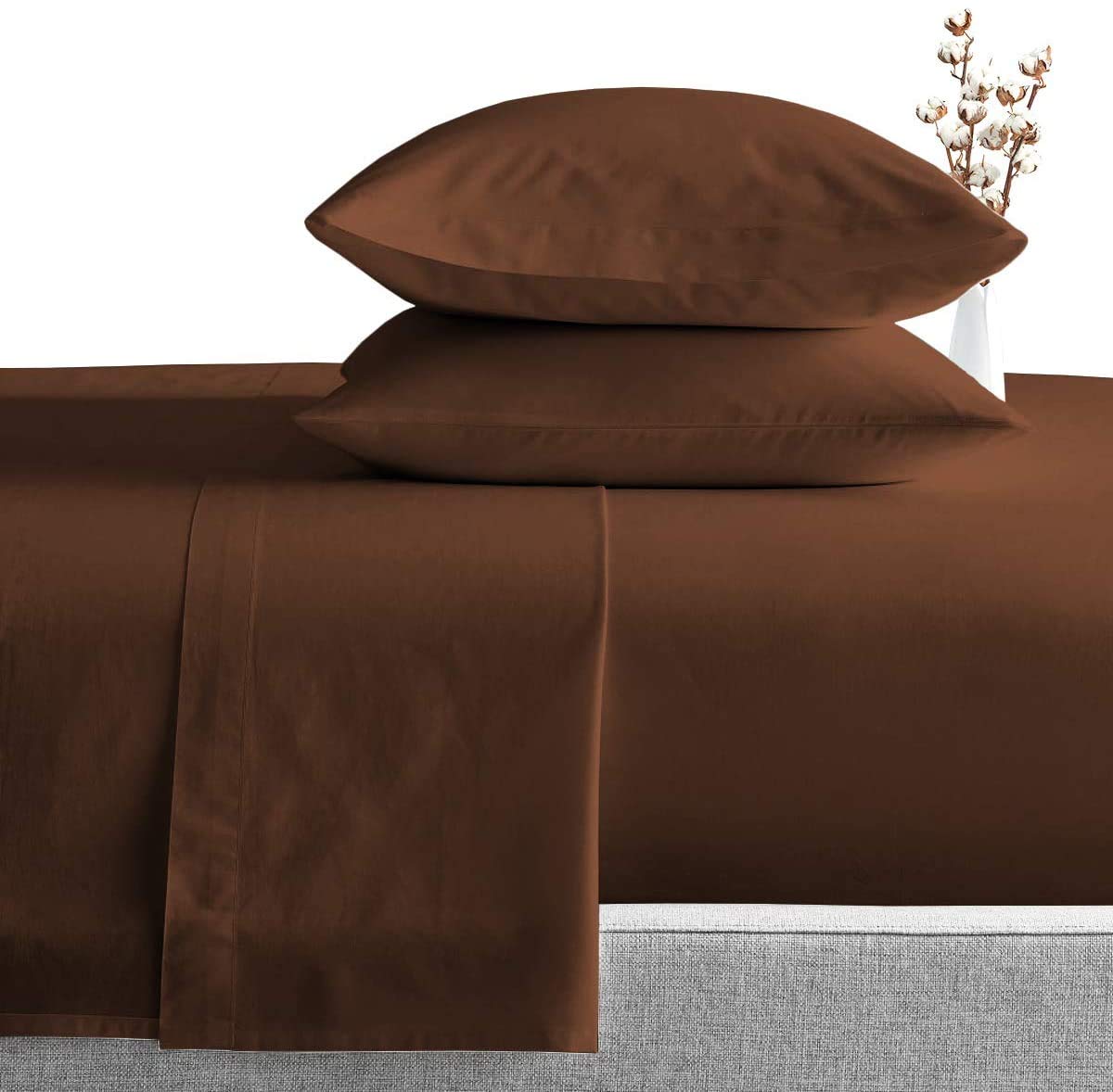 Premium Egyptian Giza Cotton 6-Piece Sheet Set for Full XL Bed - 100% Breathable Luxury Bedding, Soft & Durable - Perfect for Master Bedrooms, Guest Rooms & Vacation Homes (Chocolate Brown)