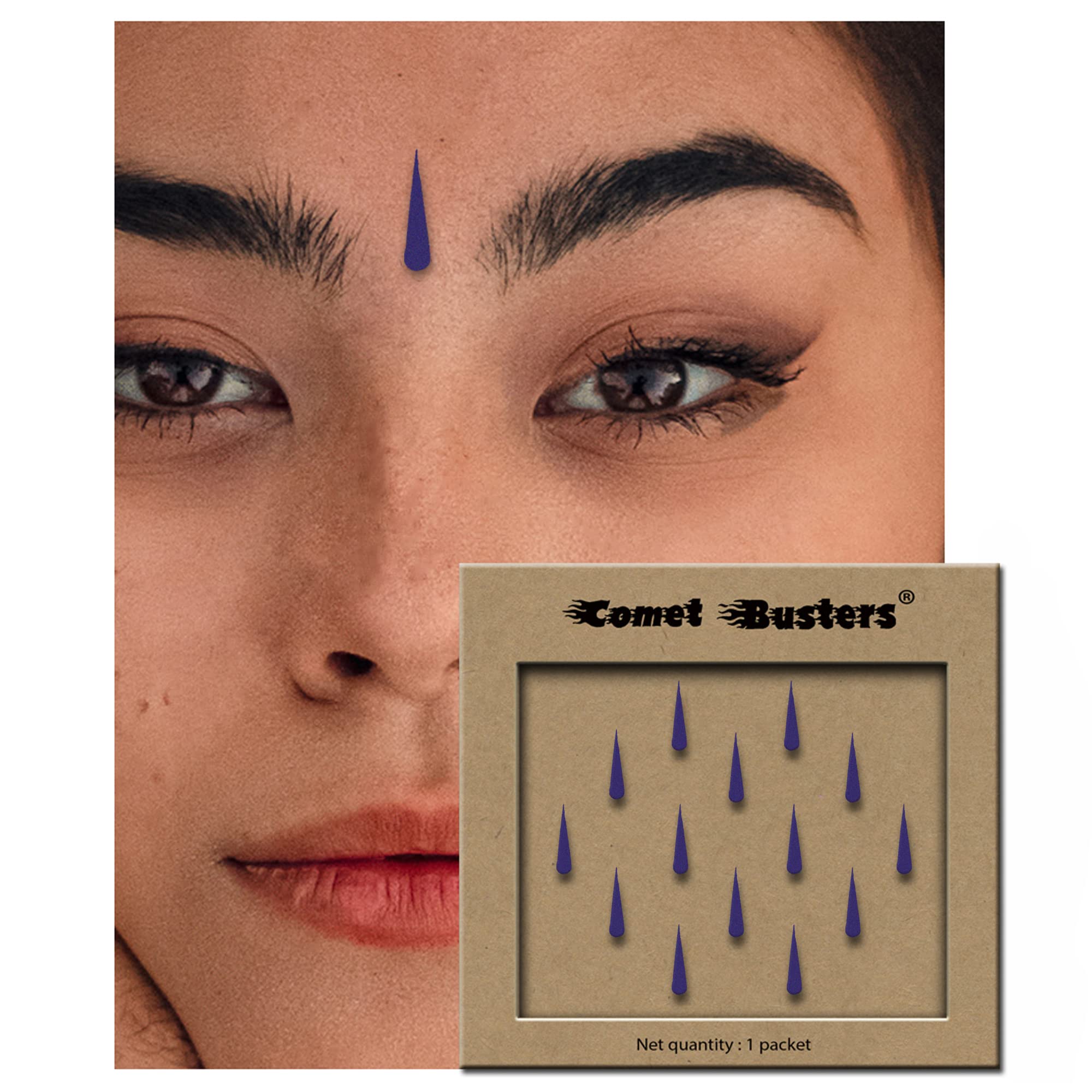 Comet Busters Blue Tilak Bindi (9mm) - Traditional Indian Forehead Dot for Festivals, Weddings & Spiritual Ceremonies - Hindu Religious Accessory (BIN2025)