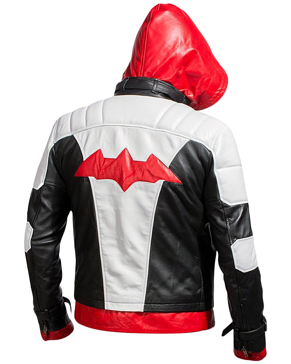 Men's Faux Leather Hooded Jacket with Vest - Red, Black & White - XXX-Large Size - Fiberfill Lined for Warmth | Winter Outerwear for Casual Wear & Motorcycle Riding