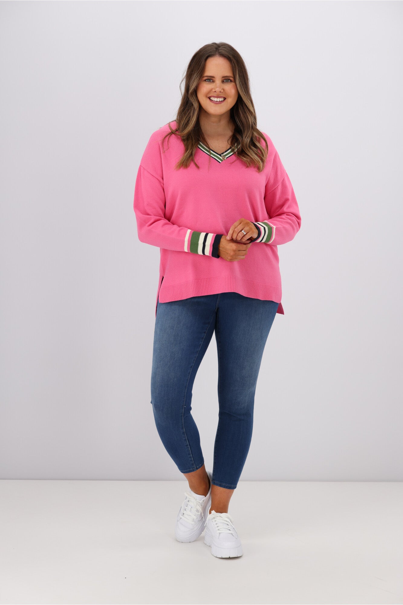 Elm Phoenix Knit Sweater - Soft & Comfortable Women's Pullover in Shocking Pink | Perfect for Casual Wear, Office Outfits & Cozy Fall Fashion