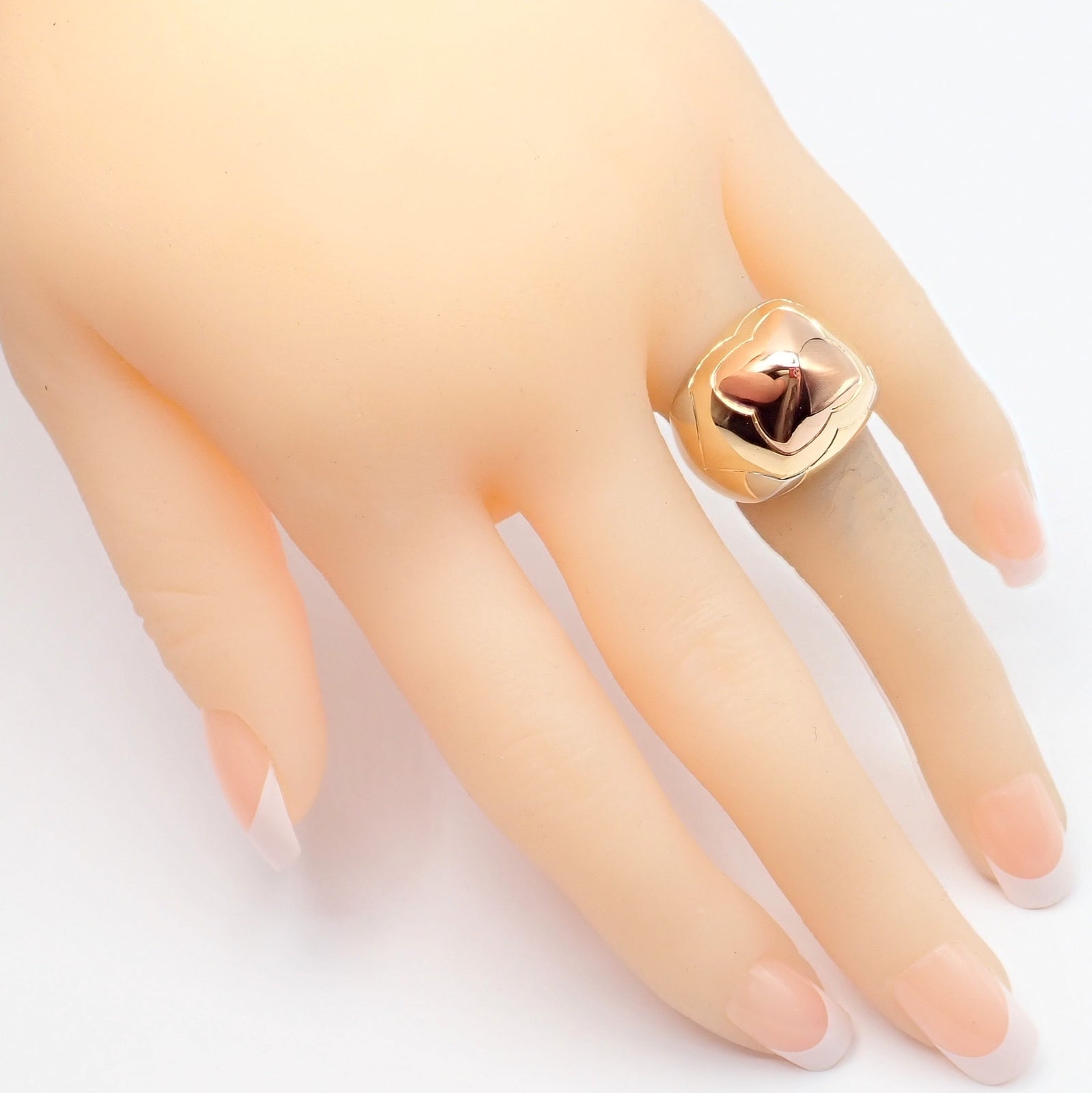 Authentic Bvlgari 18k Yellow White Rose Gold Tricolor Pyramid Ring - Size 6 | Luxury Statement Jewelry for Weddings, Parties & Special Occasions