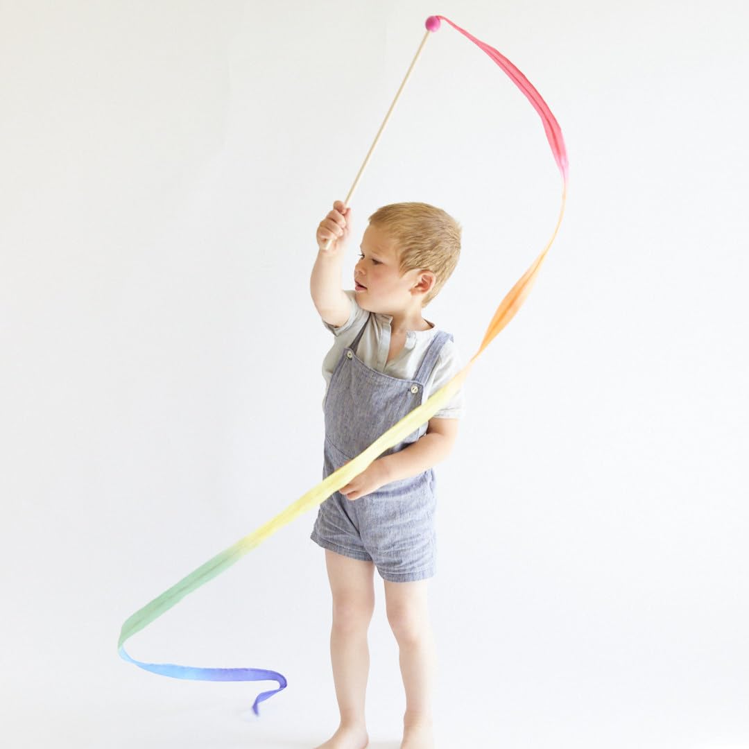 Sarah's Silks Pink Rainbow Streamer - Ribbon Dancer Toy for Kids | Imaginative Play, Dance Performance & Movement Activity | Perfect for Preschool, Birthday Parties & Outdoor Play