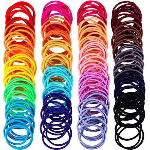Belicia 100 Pieces No-Metal Hair Elastics - Soft Ponytail Holders & Hair Ties for Women & Girls (2mm x 2.5cm, Multicolor) - Perfect for School, Work, Gym & Everyday Hairstyles