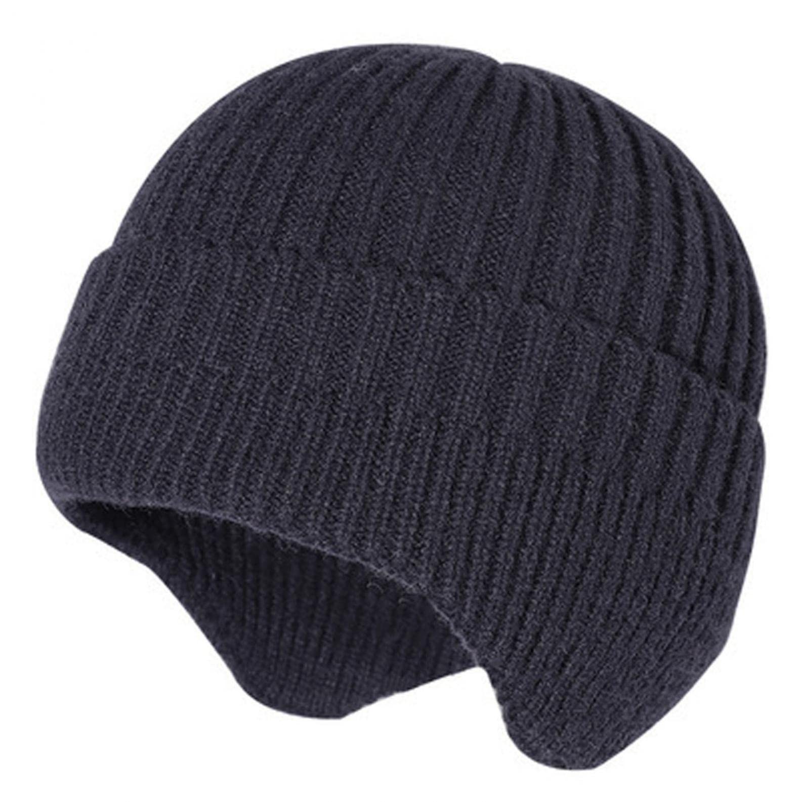 Winter Hats for Men & Women - Woolen Earmuffs, Windproof Knit Ski Beanie for Cycling & Outdoor Activities - Warm Stretchable Hat for Snow Sports, Hiking & Cold Weather Protection