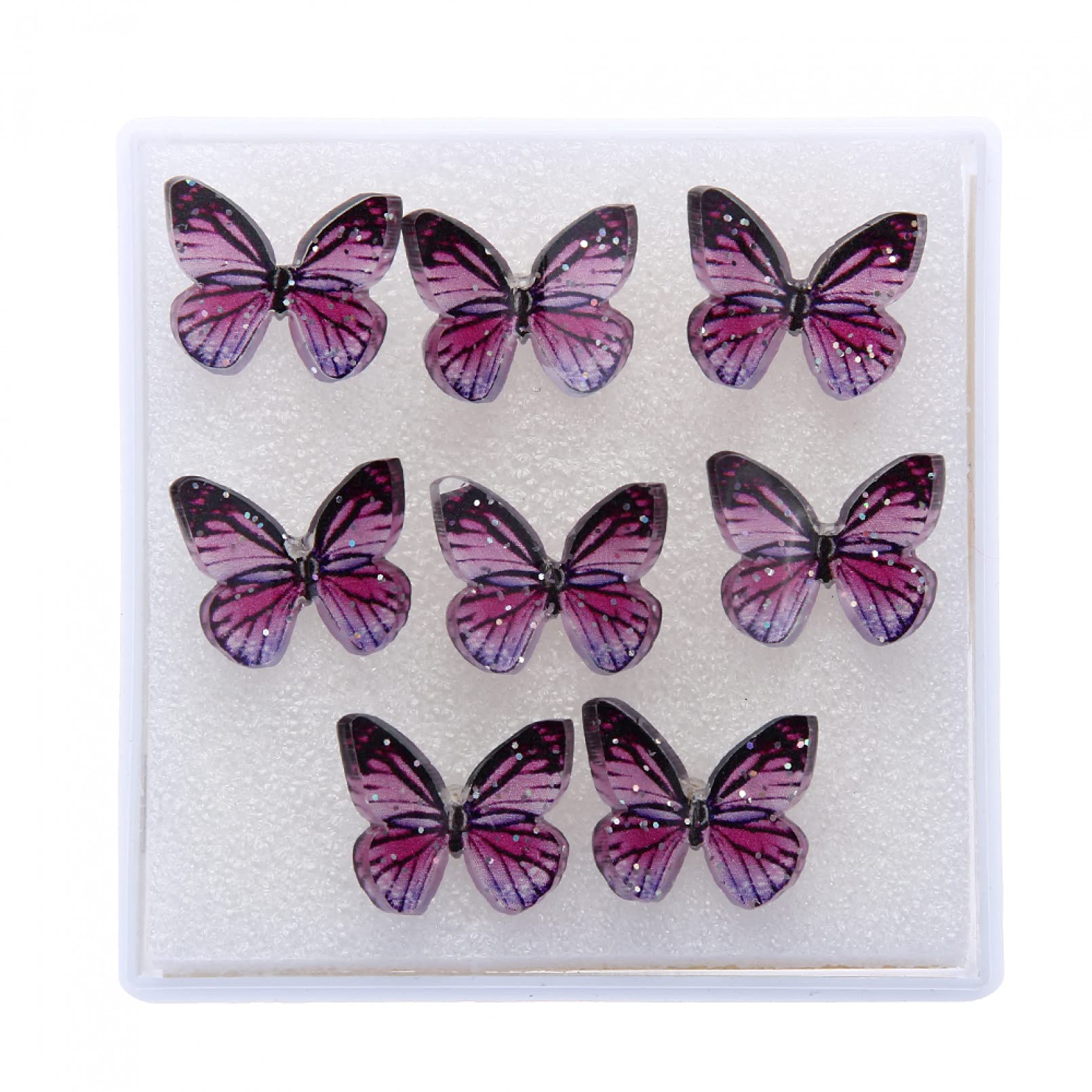 8 Style Fashion Cute Butterfly Stud Earrings for Women - Hypoallergenic Silver-Plated Plastic Earrings, Colorful Charm Jewelry Gift for Girlfriend, Wife, Sister, Daughter | Perfect for Everyday Wear, Parties, and Special Occasions